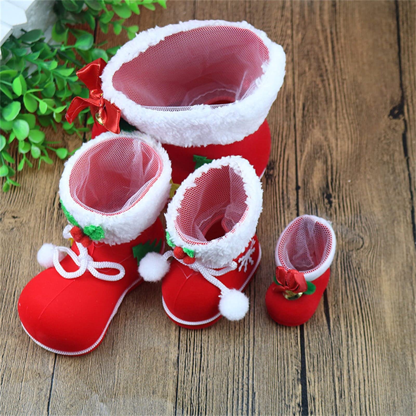 Christmas Stockings & Candy Boots - Cute Plush Red Santa Gift Stocking for Christmas Tree Decorations | Perfect for Holiday Gifts, Party Favors & Festive Home Decor