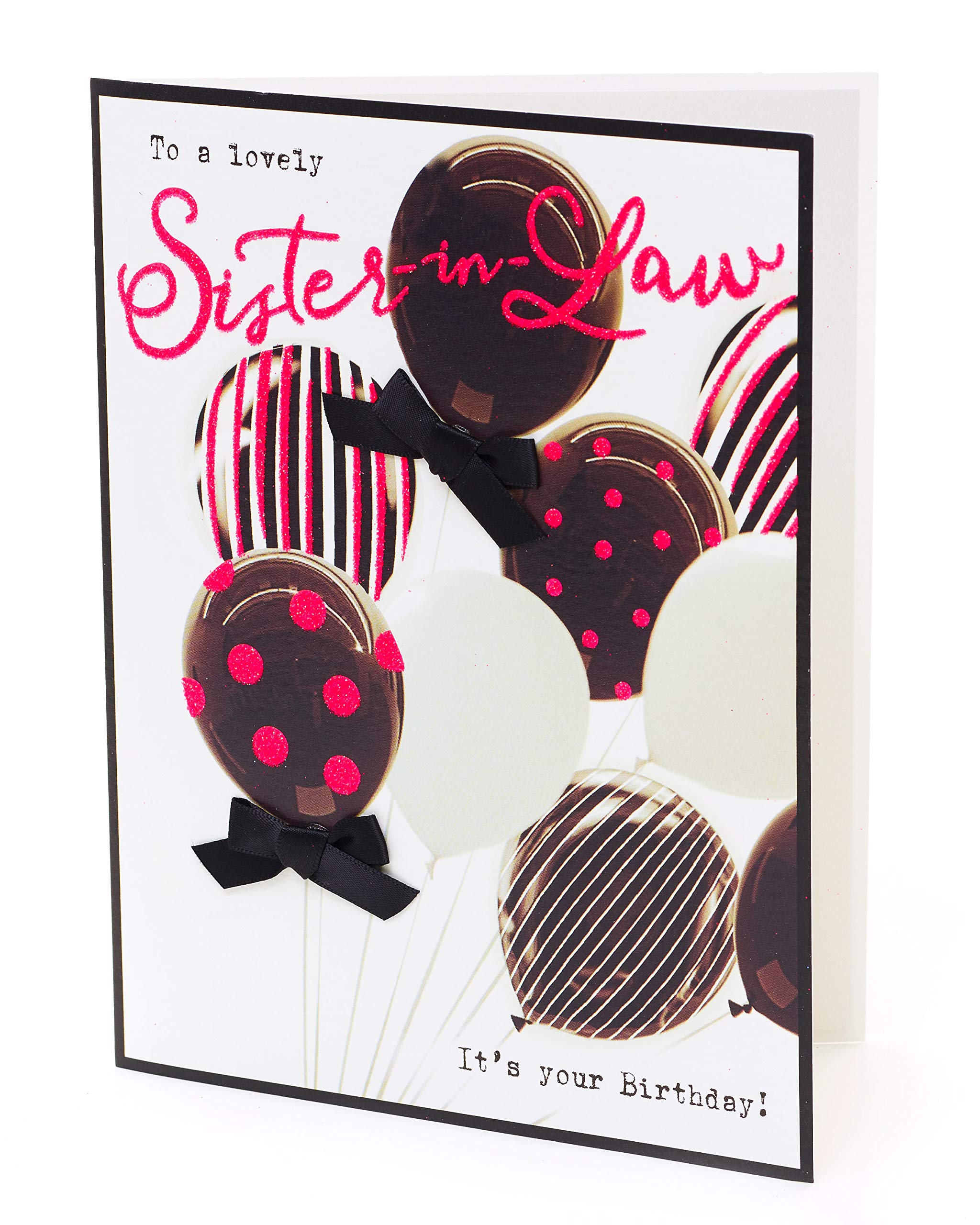 Beautiful Pink Balloon Birthday Card for Sister-in-Law | Contemporary Photographic Greeting Card | Thoughtful Gift for Her Birthday | Perfect for Family Celebrations & Special Occasions