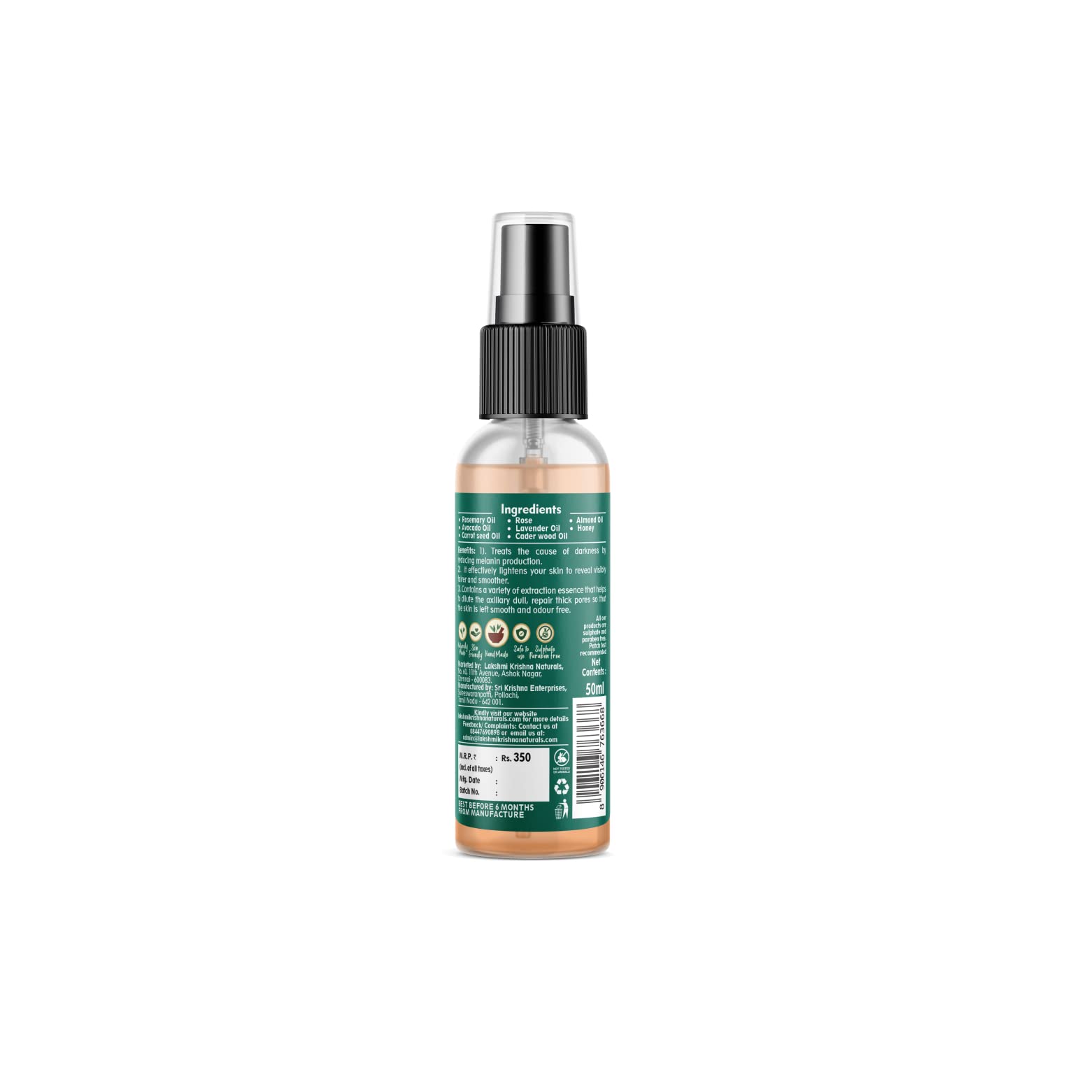 Lakshmi Krishna Rosemary Lotion for De-Tan & Brightening | Natural Skin Treatment for Thighs & Underarms | Reduces Tan & Dark Spots | Hydrating & Revitalizing Formula | Paraben-Free | Perfect for Post-Sun Care & Daily Skin Brightening