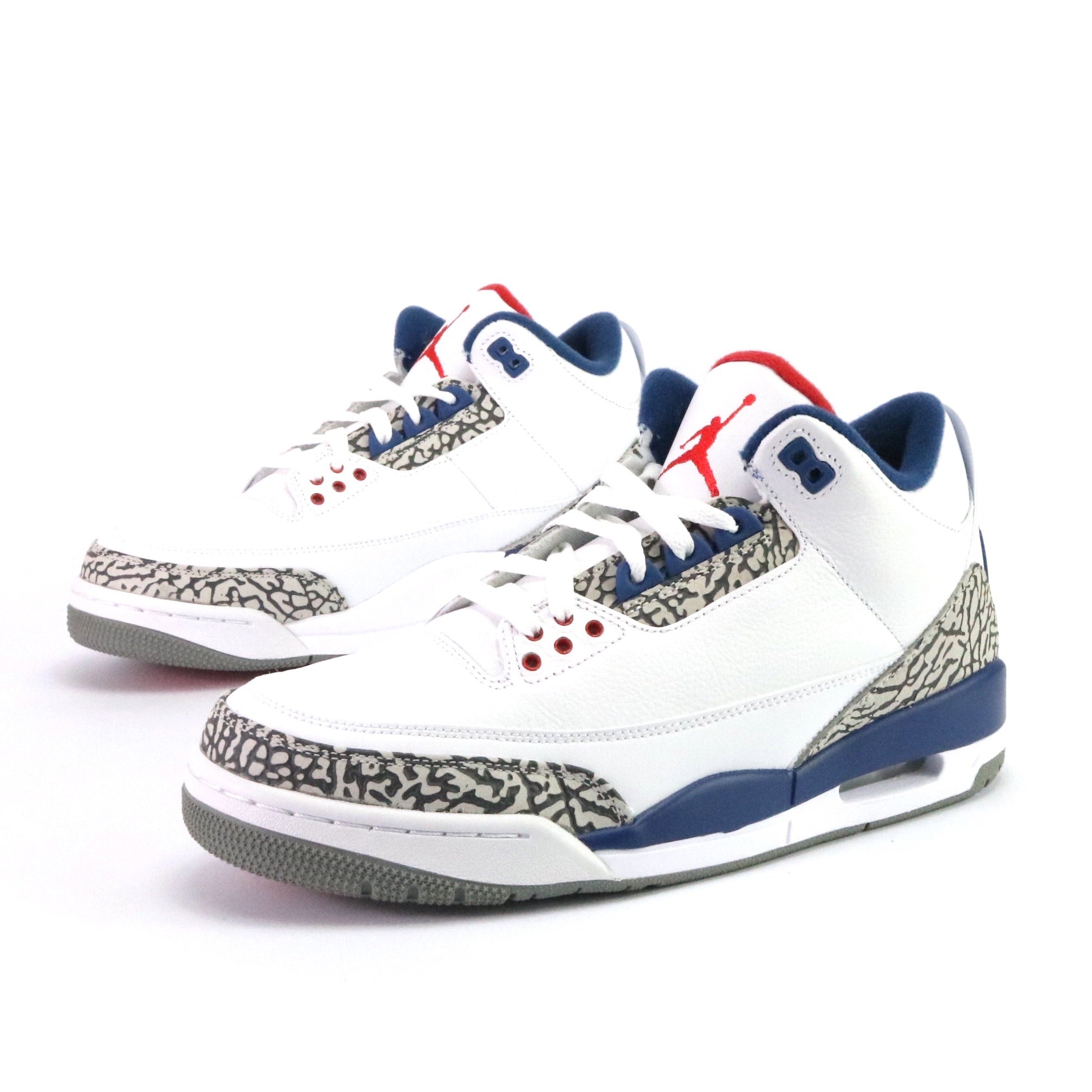 Air Jordan 3 Retro OG True Blue White Fire Red Sneakers - Men's Basketball Shoes for Casual Wear & Street Style