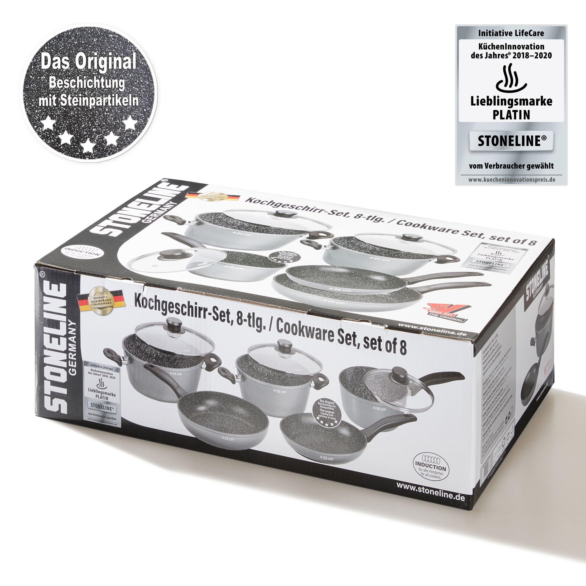 Premium 8-Piece Nonstick Cookware Set with Tempered Glass Lids - 23.23 x 8.46 x 14.76 Inches, Anthracite Gray - Perfect for Induction, Gas & Electric Stoves - Ideal for Everyday Cooking, Family Meals & Professional Kitchens