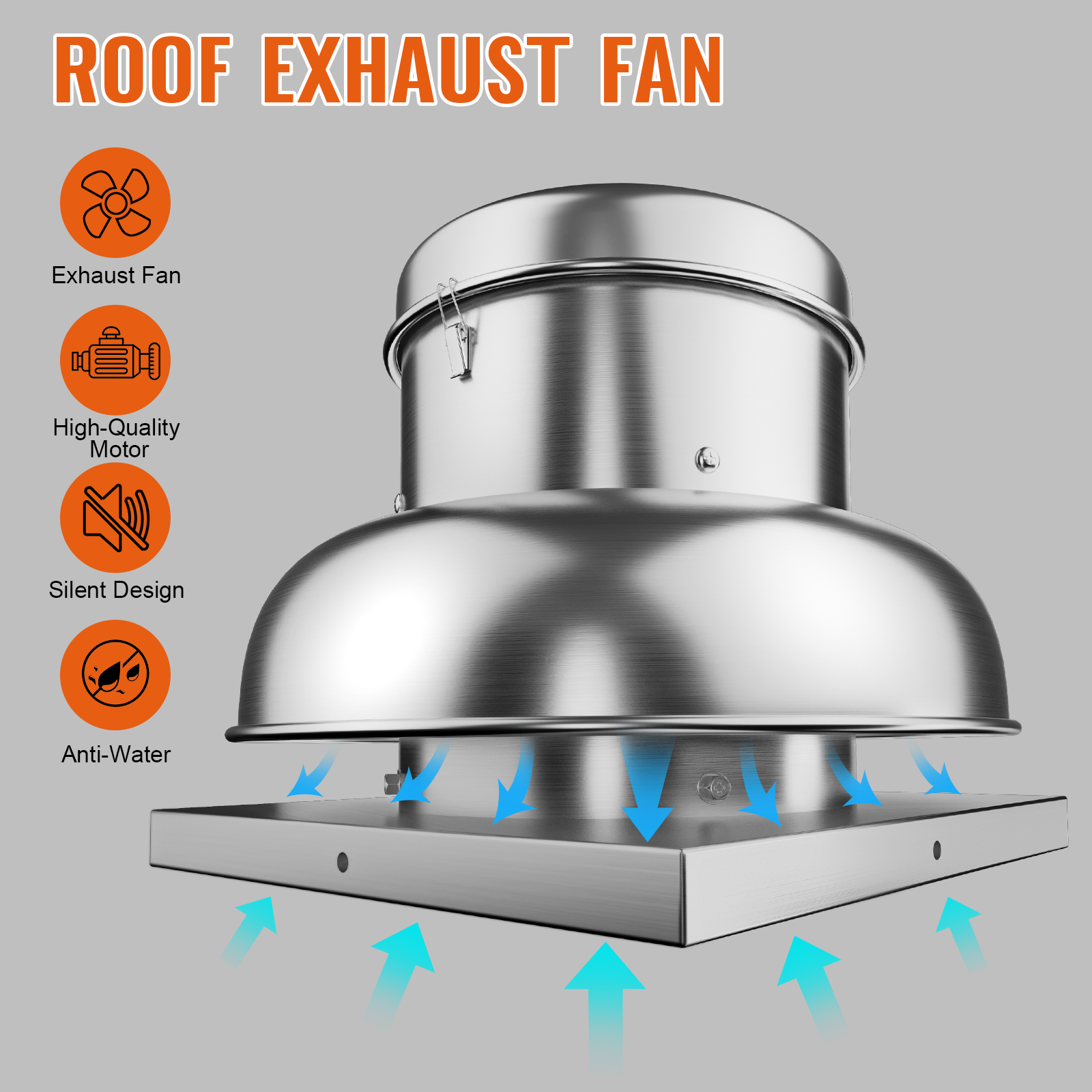 GARVEE 1400 CFM High-Speed Direct Drive Centrifugal Roof Exhaust Fan - Upgraded Motor, 25.59