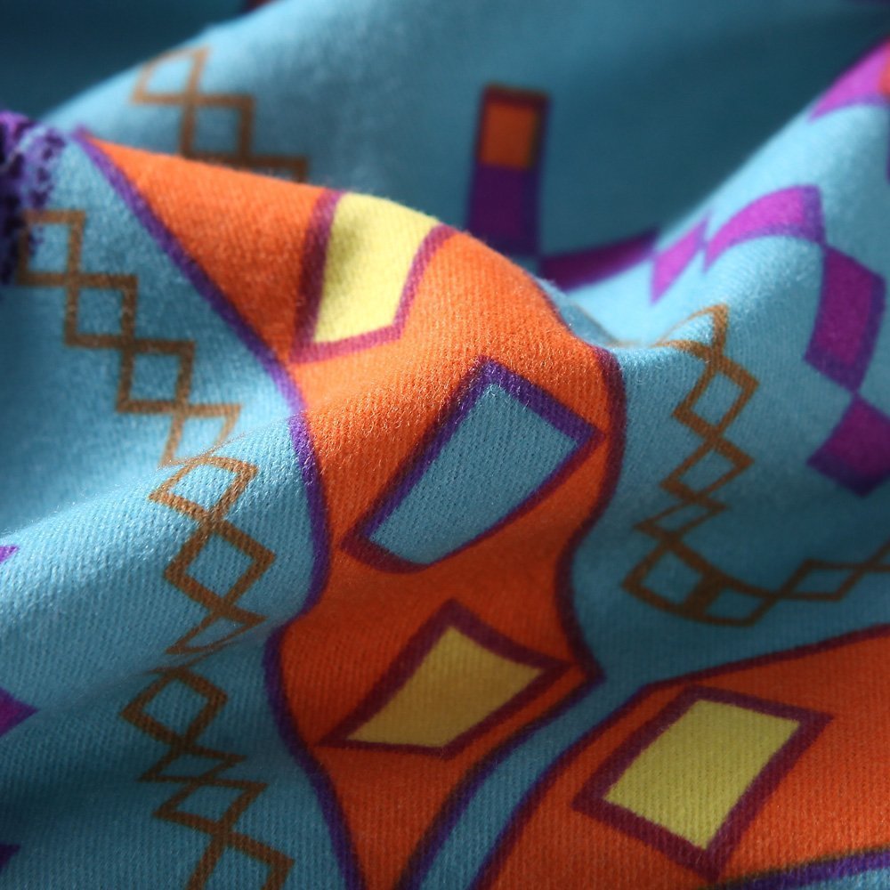 Bohemian Duvet Cover Set 3-Piece Cotton Twin Size - Ethnic Exotic Bedding with Flat Sheets | Boho Chic Quilt Cover for Bedroom Decor, Guest Room & Dorm