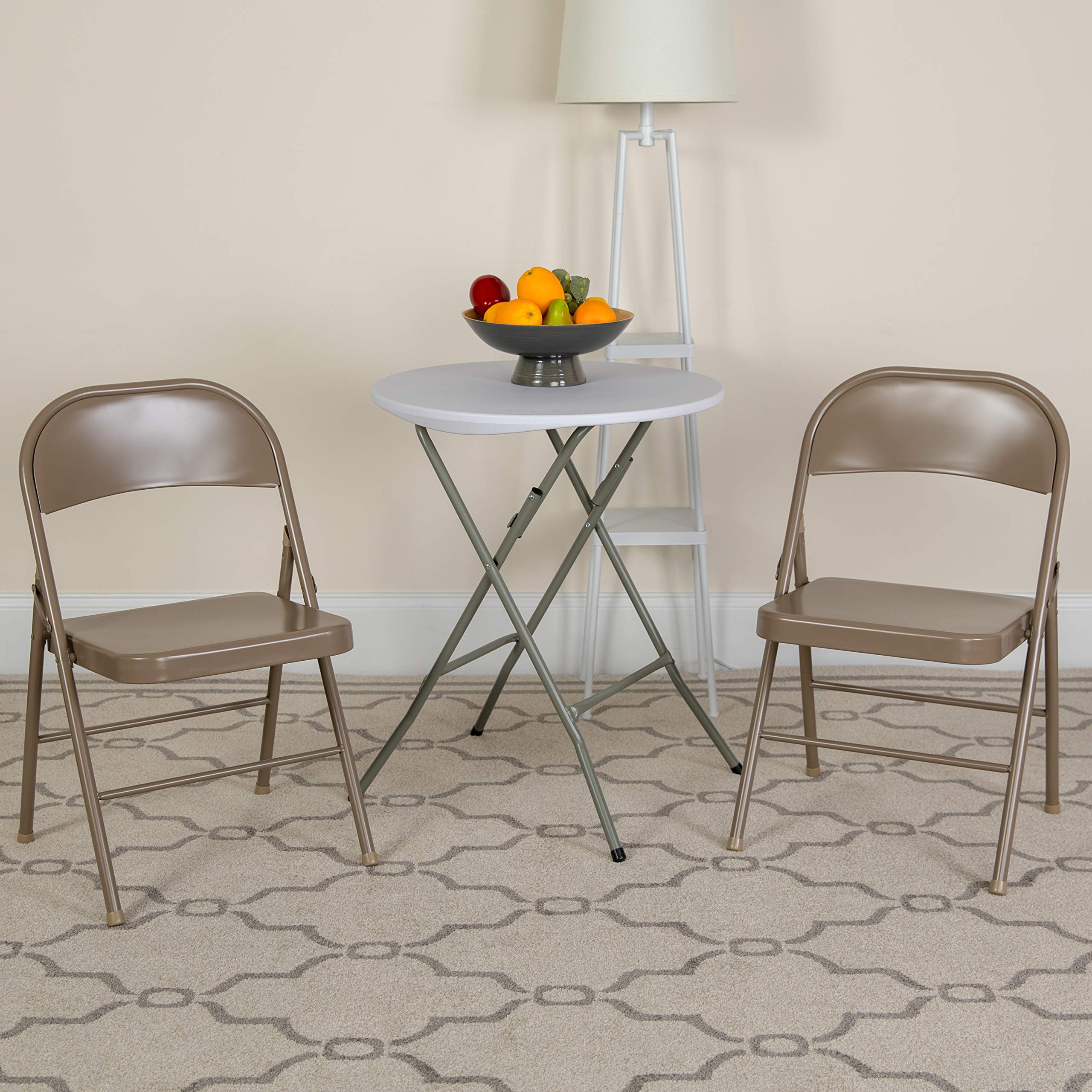 Flash Furniture HERCULES Series Heavy Duty Beige Metal Folding Chair - Double Braced Commercial Grade for Events, Parties, Weddings & Outdoor Gatherings