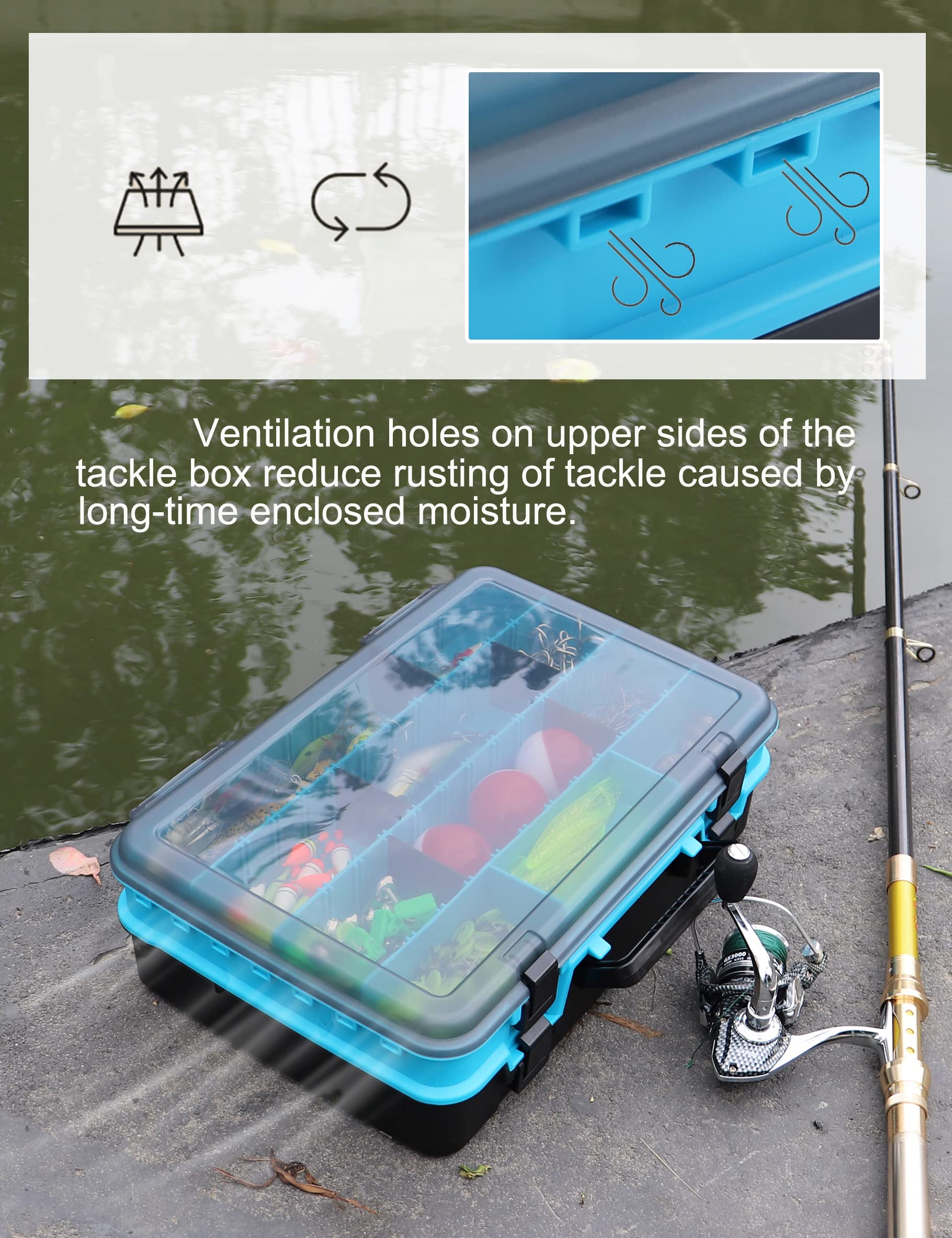 Double Layer Large Tackle Box Organizer with Handle - Fishing Gear Storage for Camping, Boating & Outdoor Adventures | Durable Tool Box for Tackle, Bait & Equipment