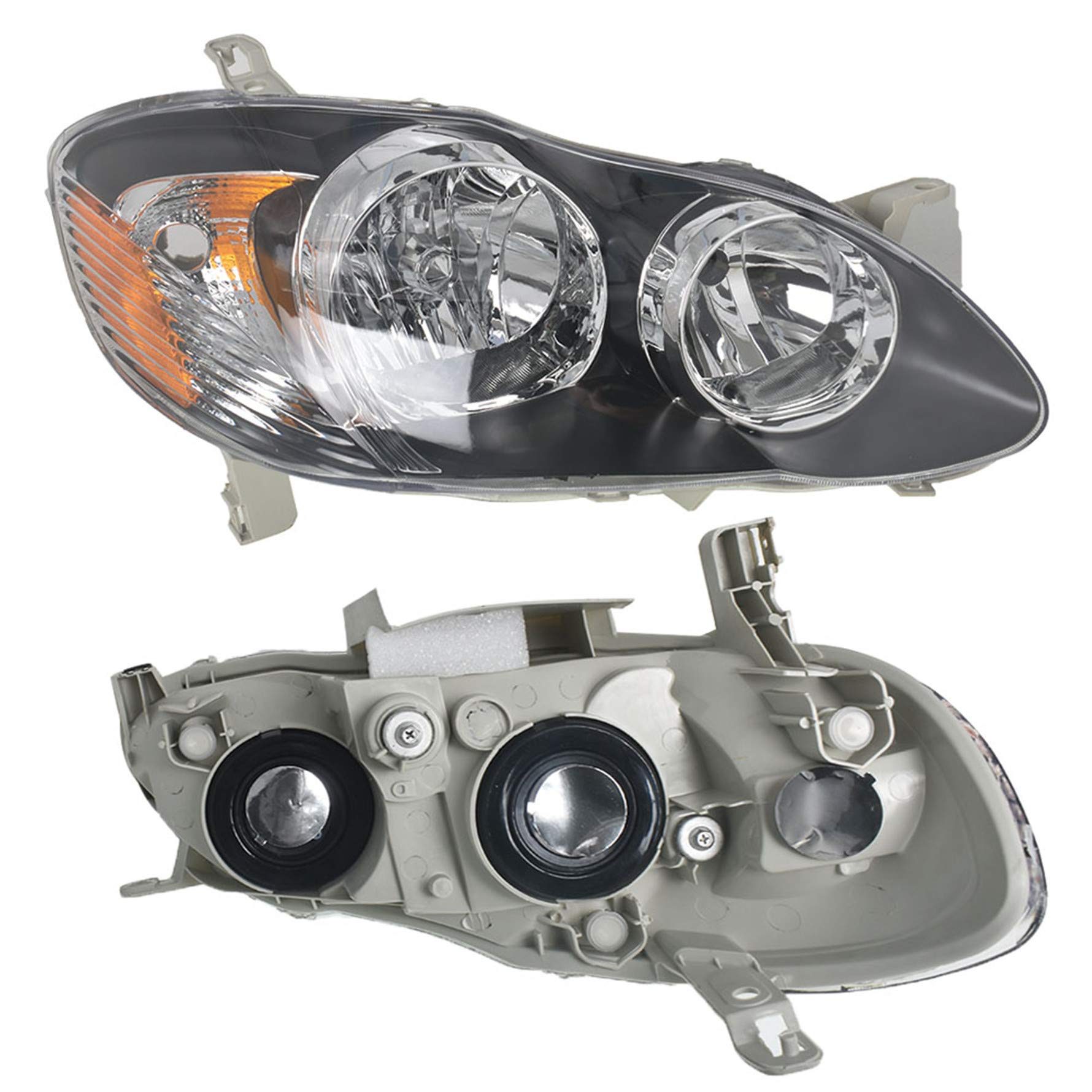 2003-2008 Toyota Corolla Headlight Replacement - Left & Right Clear Headlamps for Improved Night Driving & Safety