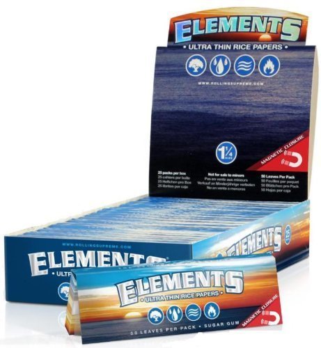 Elements 1 1/4 Size Ultra Thin Rice Rolling Papers with Magnetic Closure - 5 Pack | Premium Rolling Papers for Smooth Smoking | Perfect for Travel, Parties & Personal Use