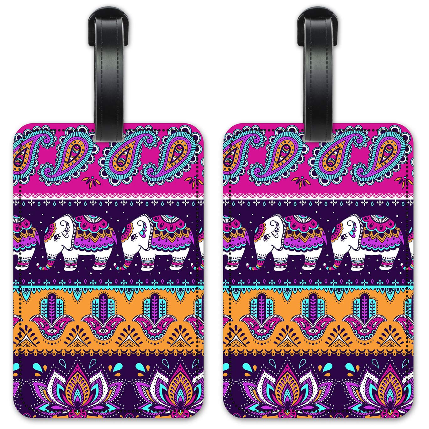 Whimsical Elephant Luggage ID Tags - Set of 2 Waterproof Suitcase Identification Cards for Travel, Cruise, and Airports - Perfect for Kids & Adults