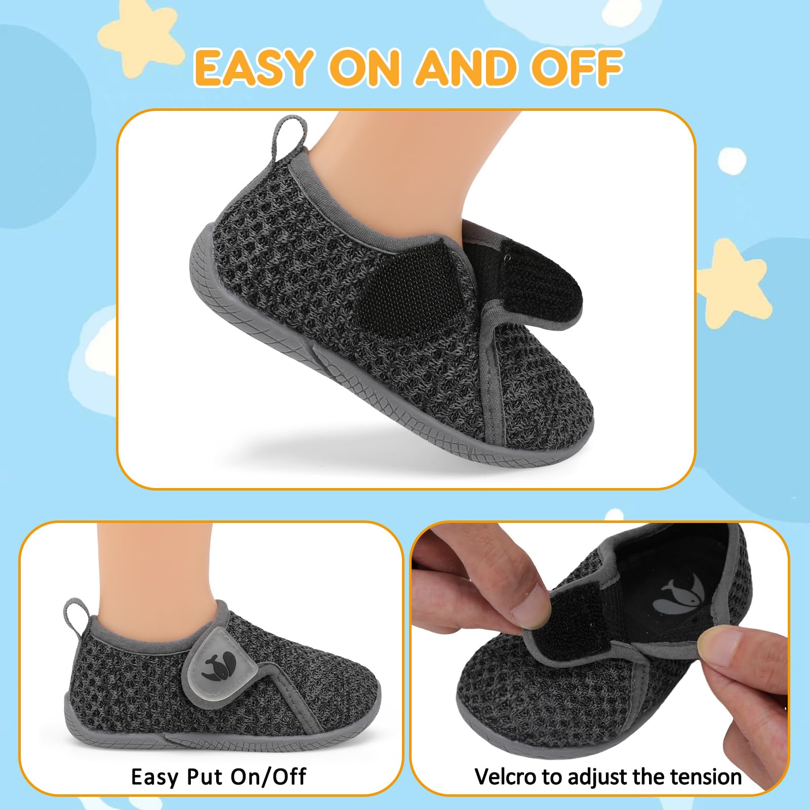 FEETCITY Slip-On Toddler Walking Shoes for Boys & Girls - Lightweight Barefoot Sneakers for Kids, Casual School & Sports - Perfect for Playtime, Preschool & Outdoor Activities