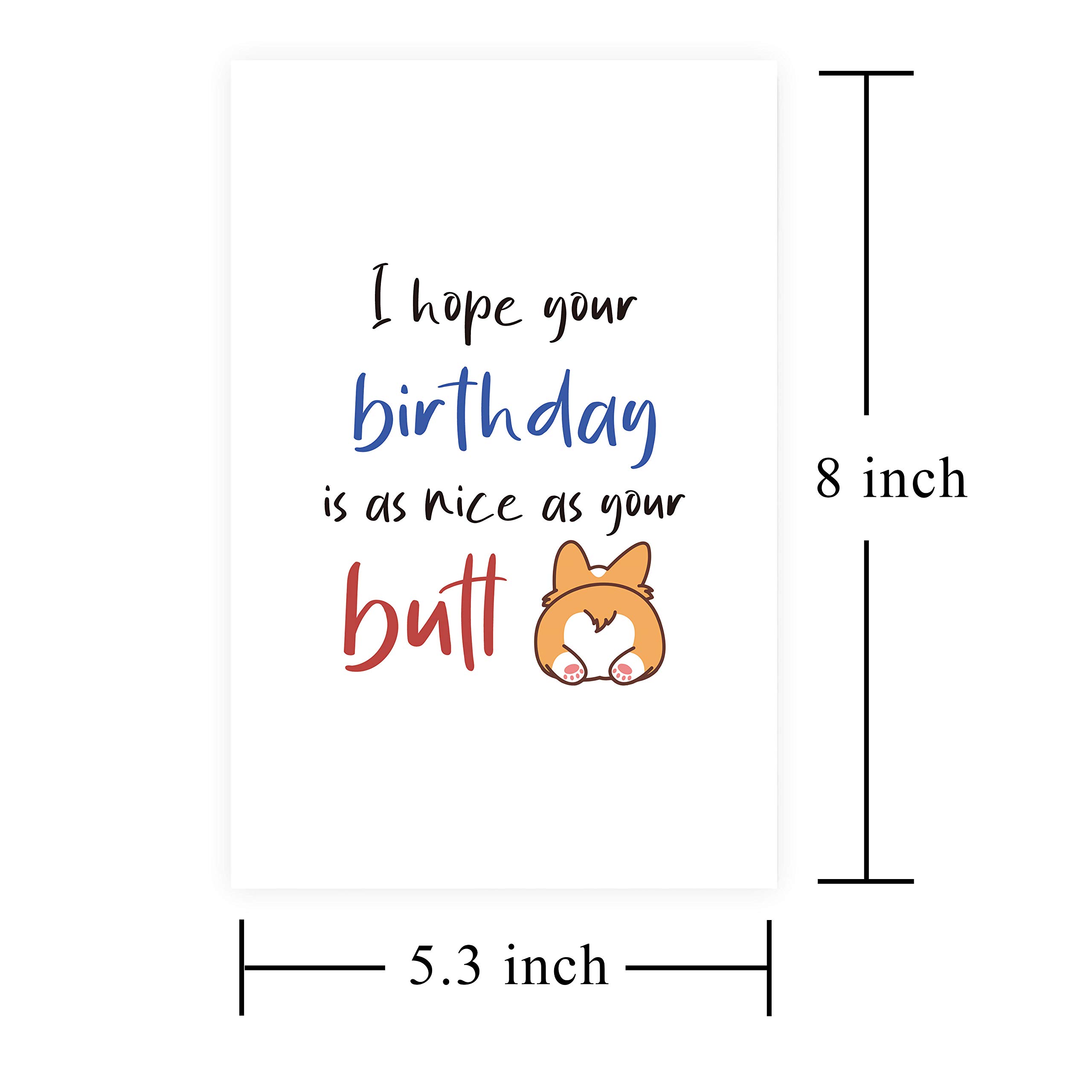 Funny Happy Birthday Card with Cute Corgi Butt - Cheeky Love Greeting Card for Husband, Wife, Him or Her | Perfect for Anniversaries, Valentine's Day & Special Occasions