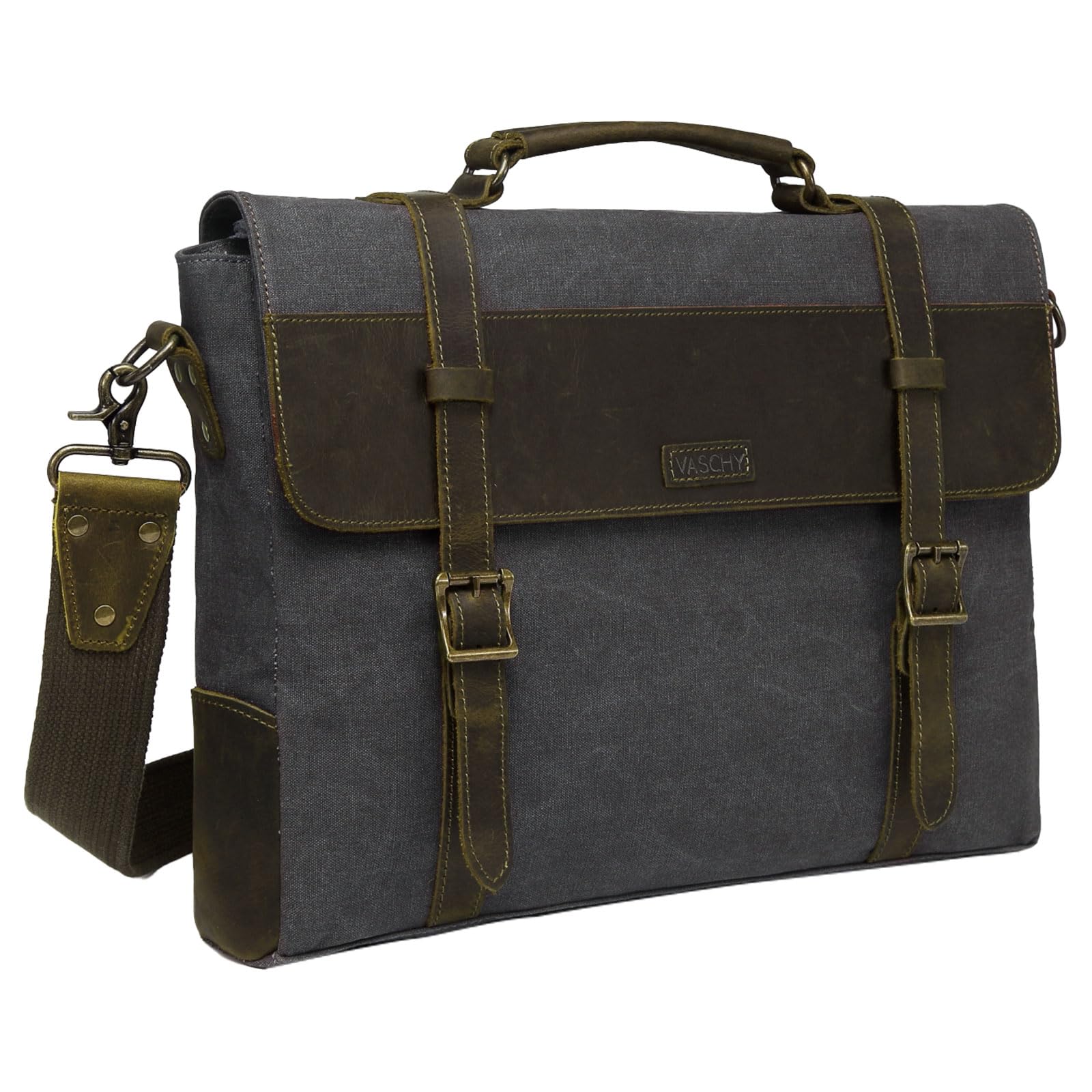 Vintage Canvas Leather Messenger Bag for Men - Durable Laptop Satchel Shoulder Bag for Business, Work & Travel | Perfect Office Briefcase & College Student Bag