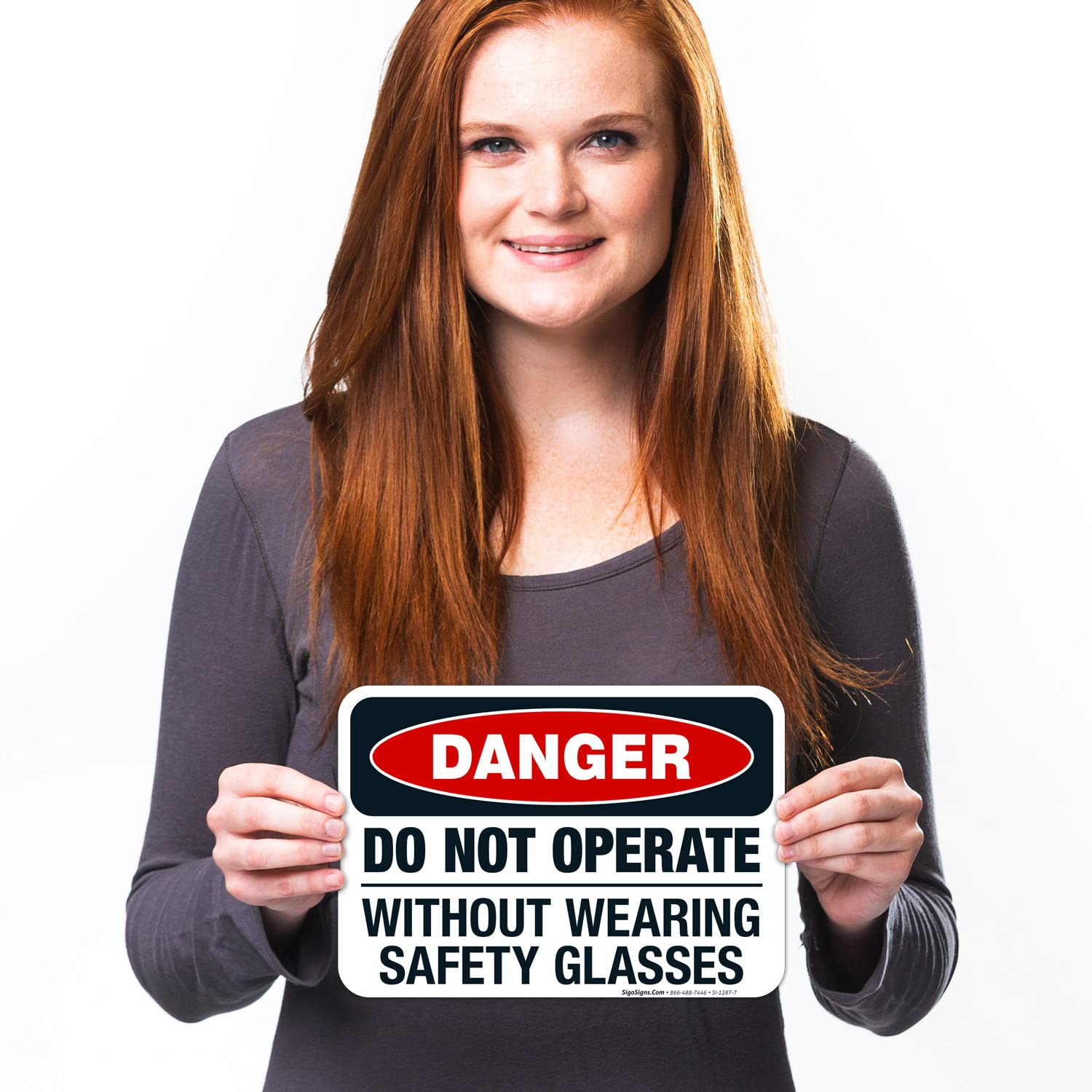 Danger Do Not Operate Without Safety Glasses Sign - OSHA Compliant 10x7 Inch Vinyl Decal | Weatherproof, UV Resistant & Long Lasting (Made in USA) | Perfect for Workshops, Factories & Construction Sites