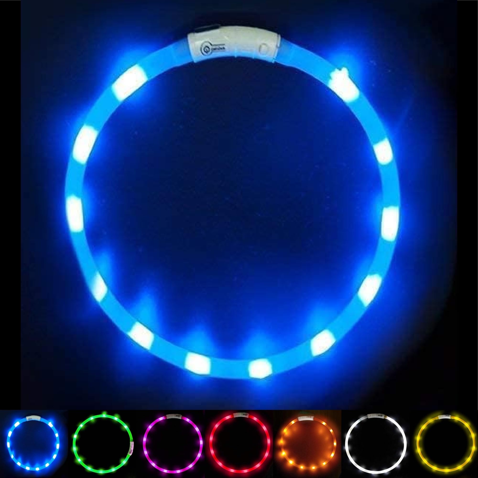 PetSol Ultra Bright USB Rechargeable LED Dog Safety Collar - Waterproof & Adjustable for Night Walking, Jogging, and Outdoor Adventures