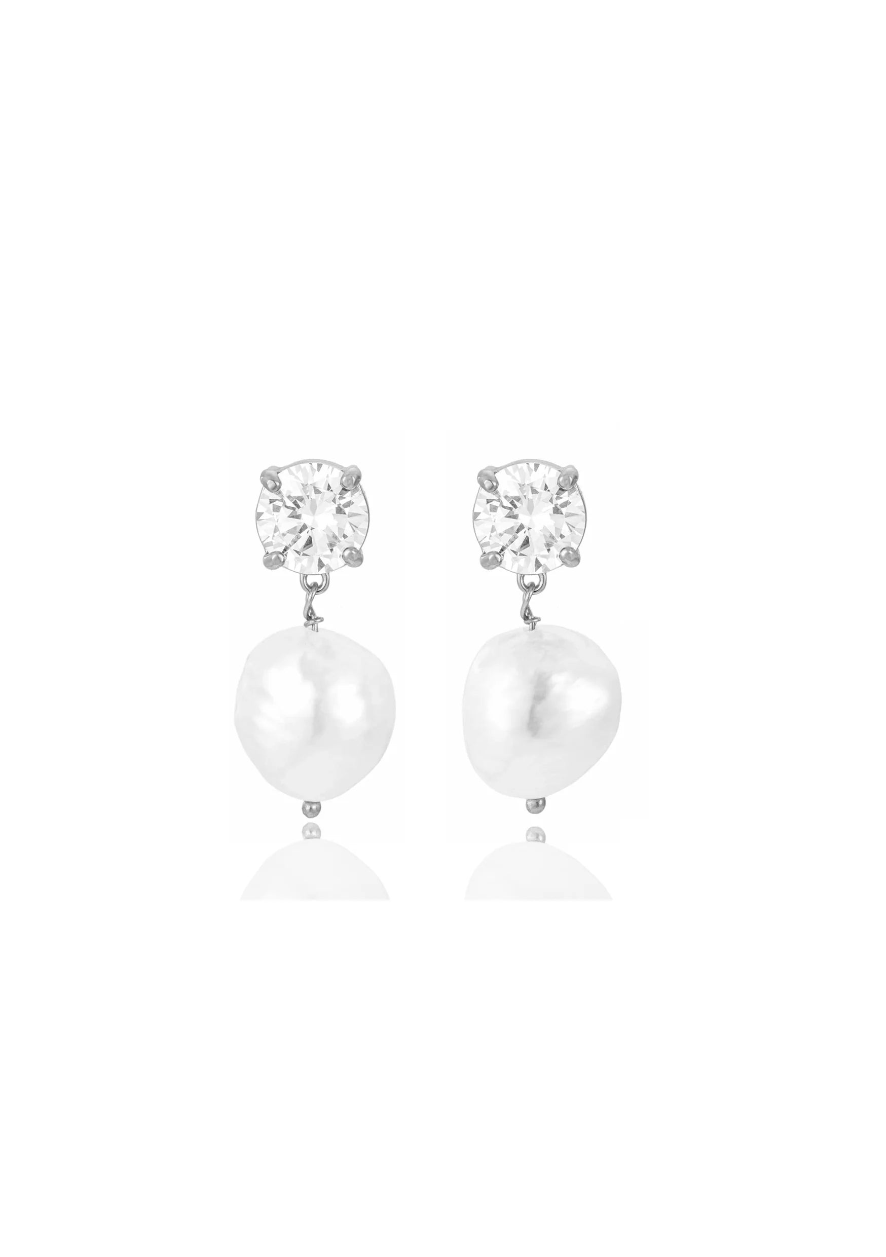 Lola Knight Violet Crystal & Pearl Bridal Drop Earrings - Sterling Silver Wedding Jewelry for Brides, Bridesmaids, and Formal Occasions