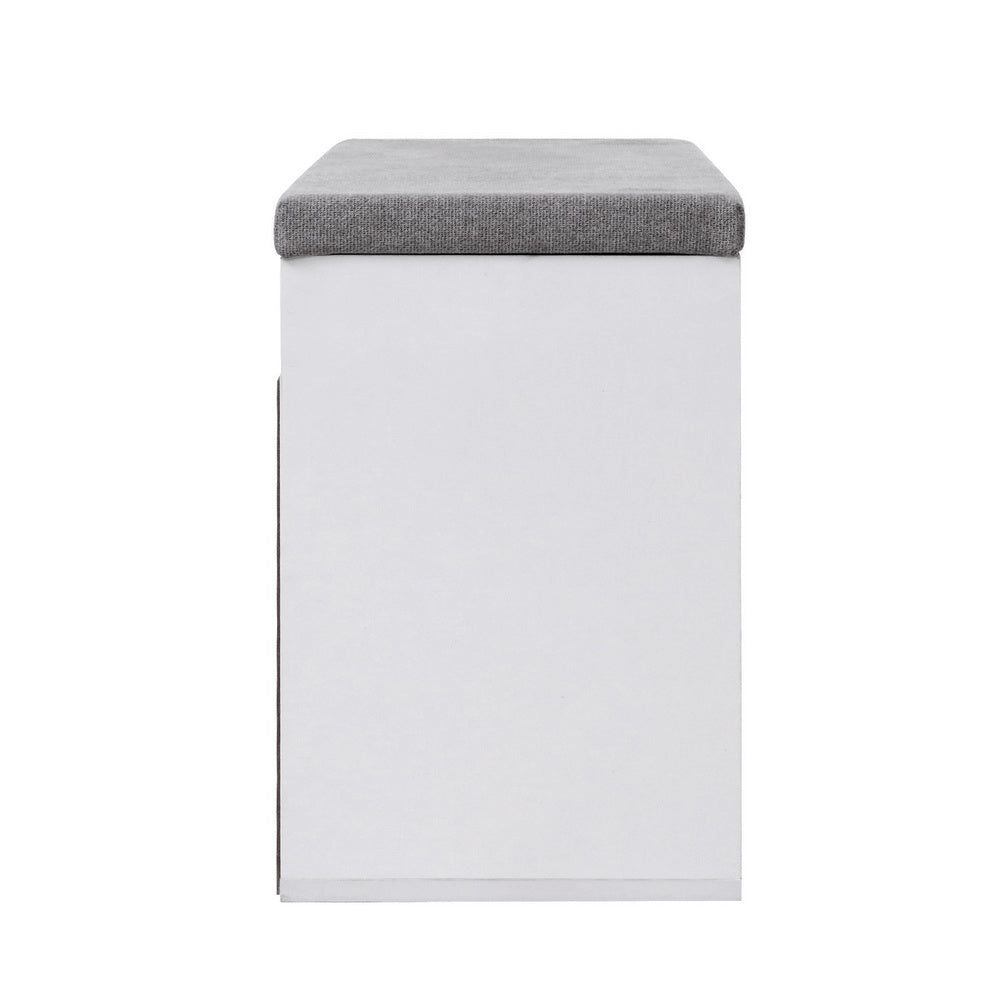 White Shoe Cabinet Bench with Storage Shelf - Shoe Organizer Rack for Entryway, Hallway & Closet - Space Saving Shoe Storage Cupboard Box for Home & Office