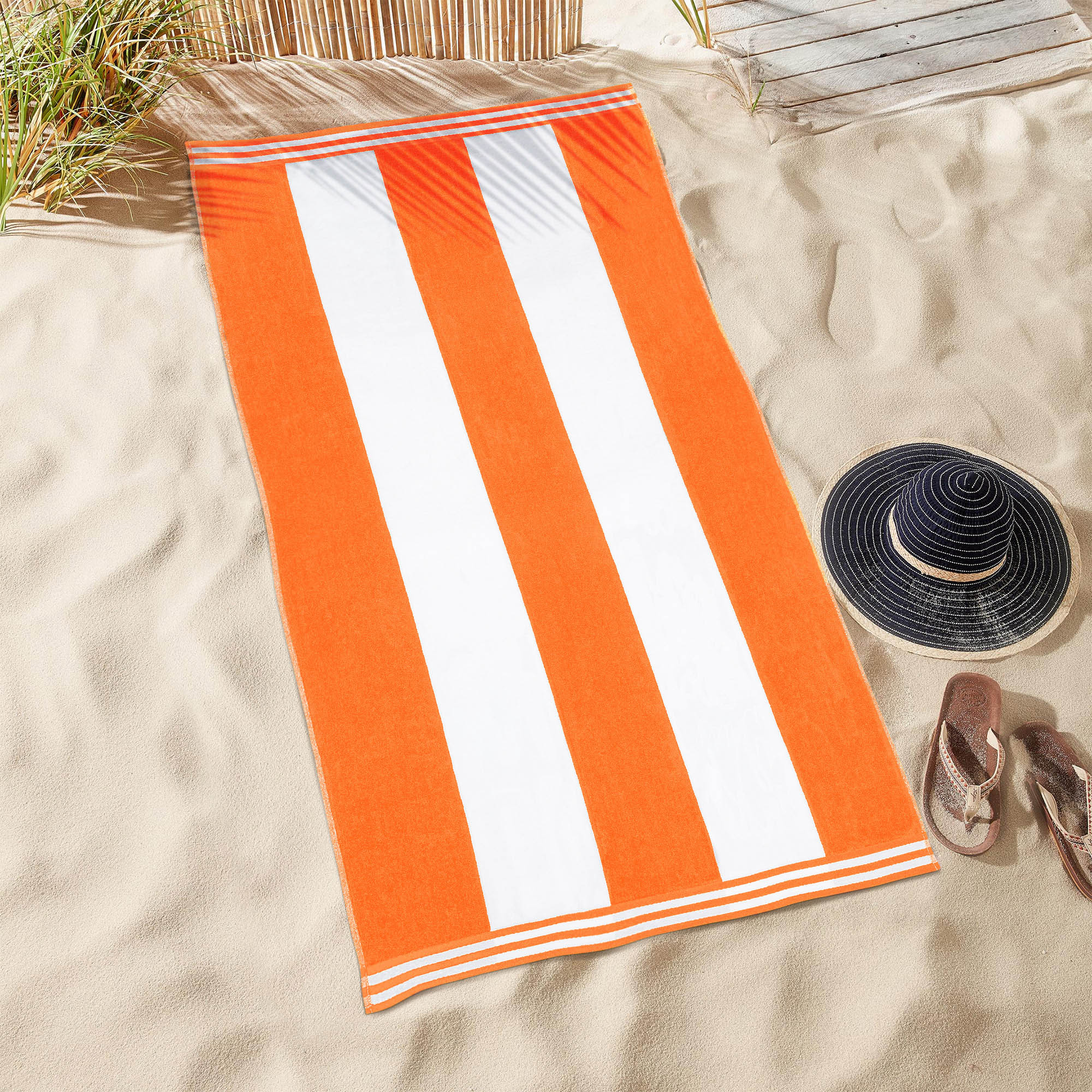 Premium Cabana Stripe Oversized Cotton Beach Towel Set of 2, 4, or 6 - Soft, Absorbent & Quick-Drying for Pool, Beach, Vacation & Spa Use