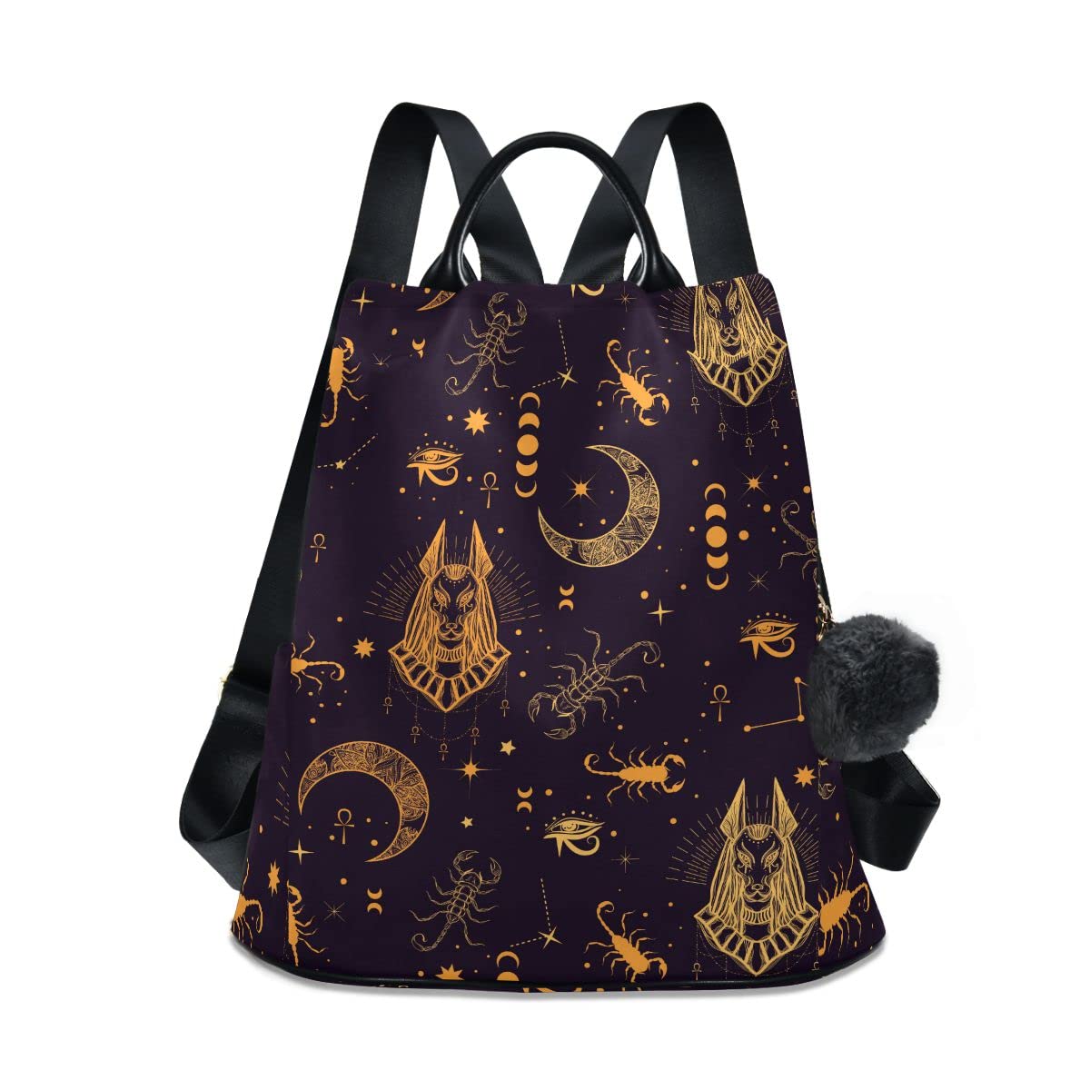 Glaphy Egyptian Sun Moon Stars Gold Backpack Purse for Women - Anti Theft Shoulder Bag & Fashionable Ladies Backpack - Perfect for Travel, Work, and Daily Use