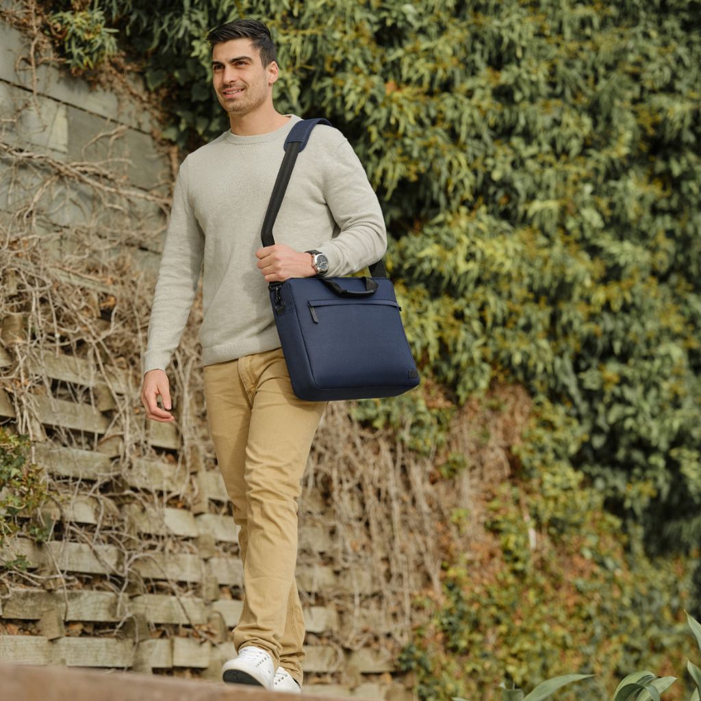 Evol 15.6 Inch Laptop Briefcase Shoulder Bag - Eco-Friendly Recycled Material Navy Blue - Perfect for Business Travel & Office Commute