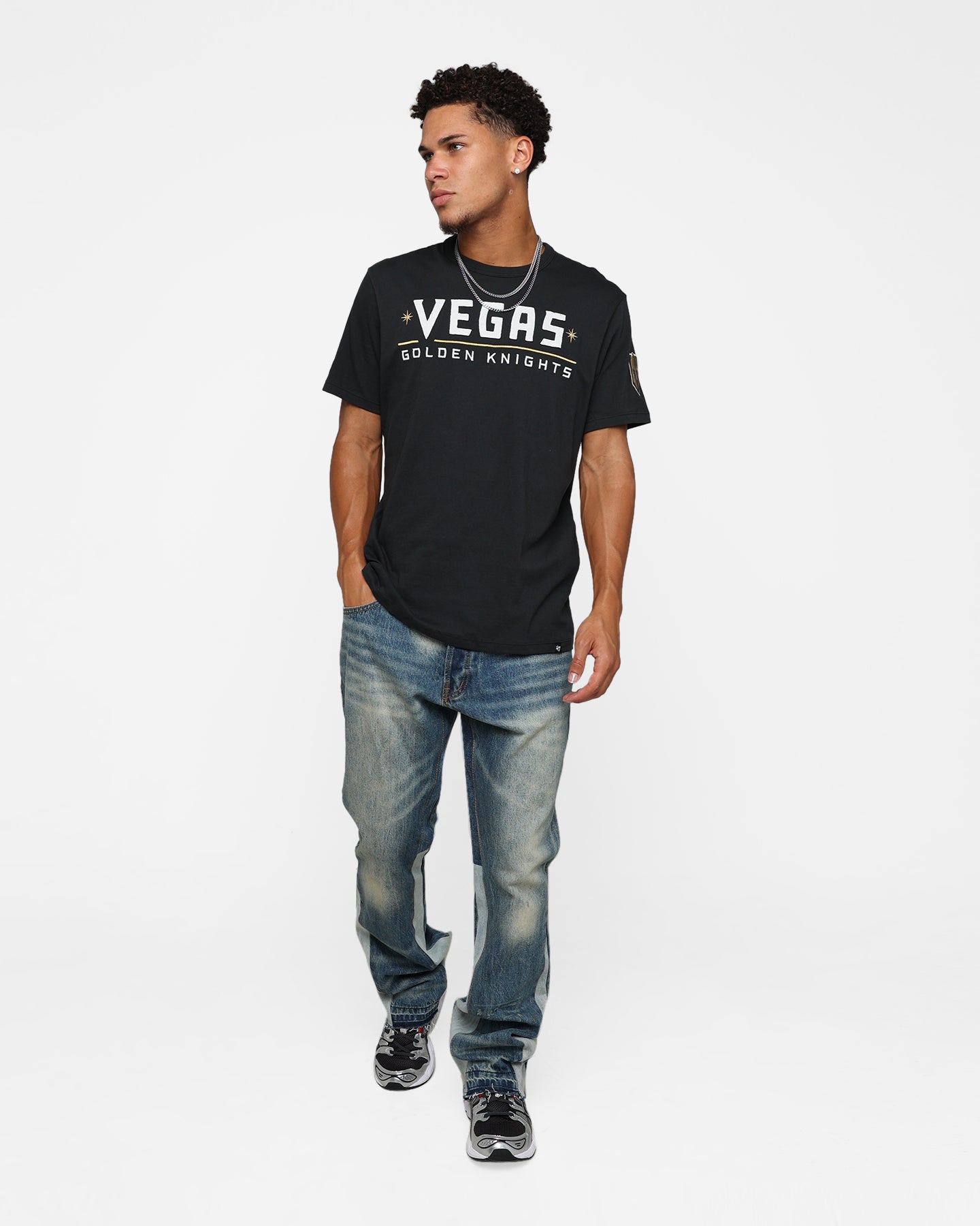 47 Brand Vegas Golden Knights Flint Black T-Shirt for Men - Official NHL Hockey Fan Apparel - Perfect for Games, Parties & Casual Wear