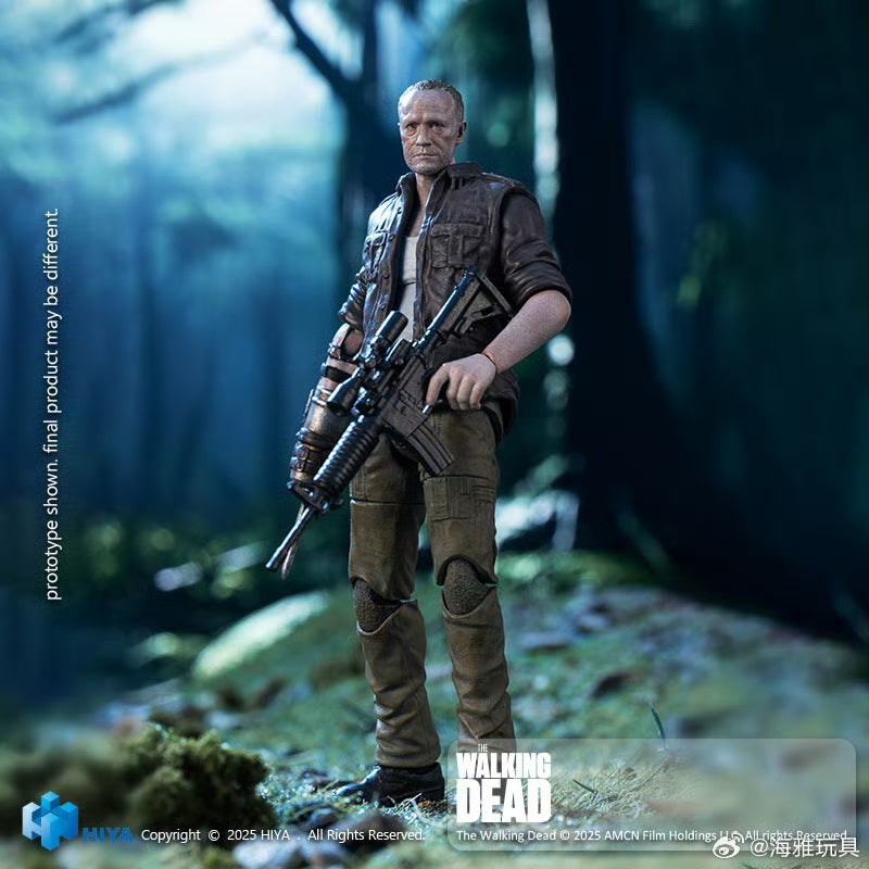 Pre Order 1/18 HIYA 4inch The Walking Dead Merle Action Figure - Highly Detailed Collectible Miniature for Display & Role Play Scenes