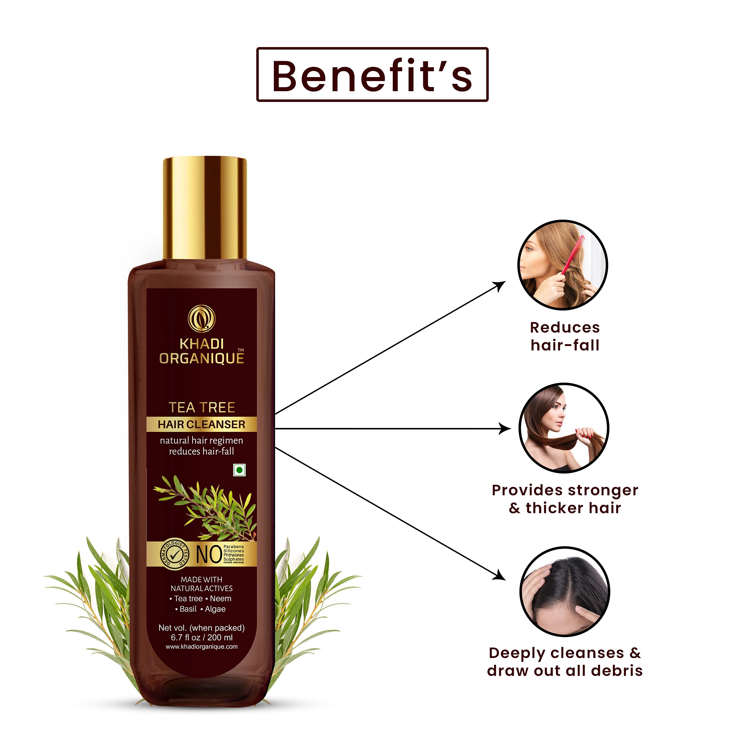 Khadi Organique Anti Dandruff & Acne Treatment Kit - Tea Tree Hair Shampoo 200ml + Tea Tree Face Wash 100ml (2-Pack) for Scalp Care & Clear Skin | Natural Ayurvedic Solution for Oily Scalp & Acne-Prone Skin