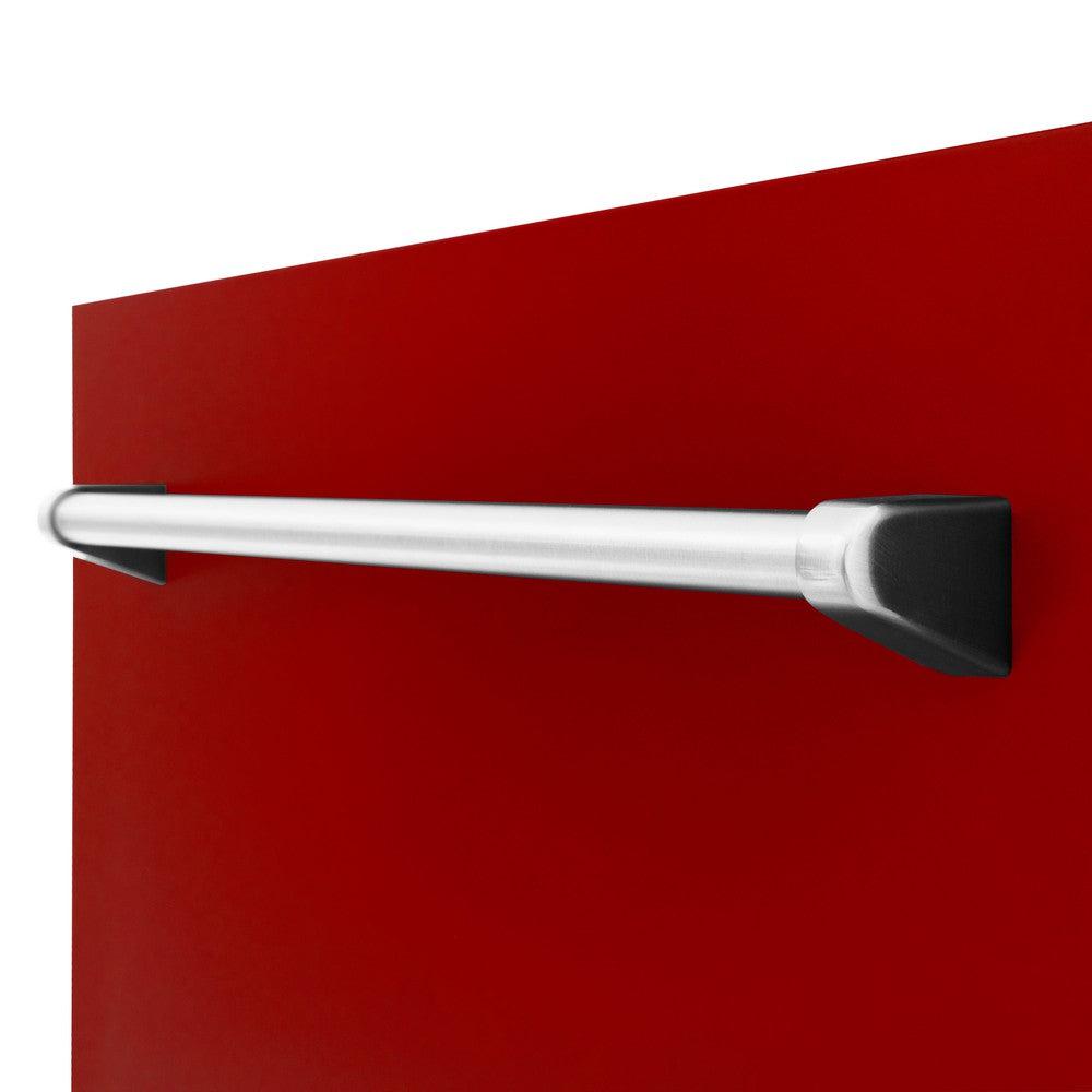 ZLINE 24 Inch Tallac Series 3rd Rack Dishwasher with Red Gloss Panel & Traditional Handle - 51dBa Ultra Quiet (DWV RG 24) | Built-in Dishwasher for Modern Kitchens, Perfect for Small Families & Entertaining