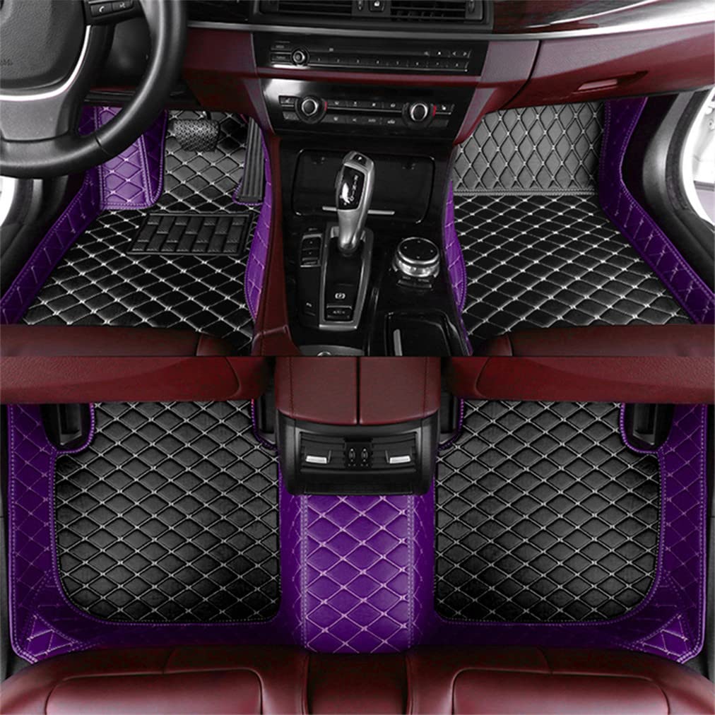 Premium Leather All-Weather Floor Mats for Jeep Wrangler JK 4-Door (2011-2017) - Waterproof Car Floor Liners with Non-Slip Protection in Stylish Purple & Black | Perfect for Off-Road Adventures, Daily Commutes & Extreme Weather Conditions