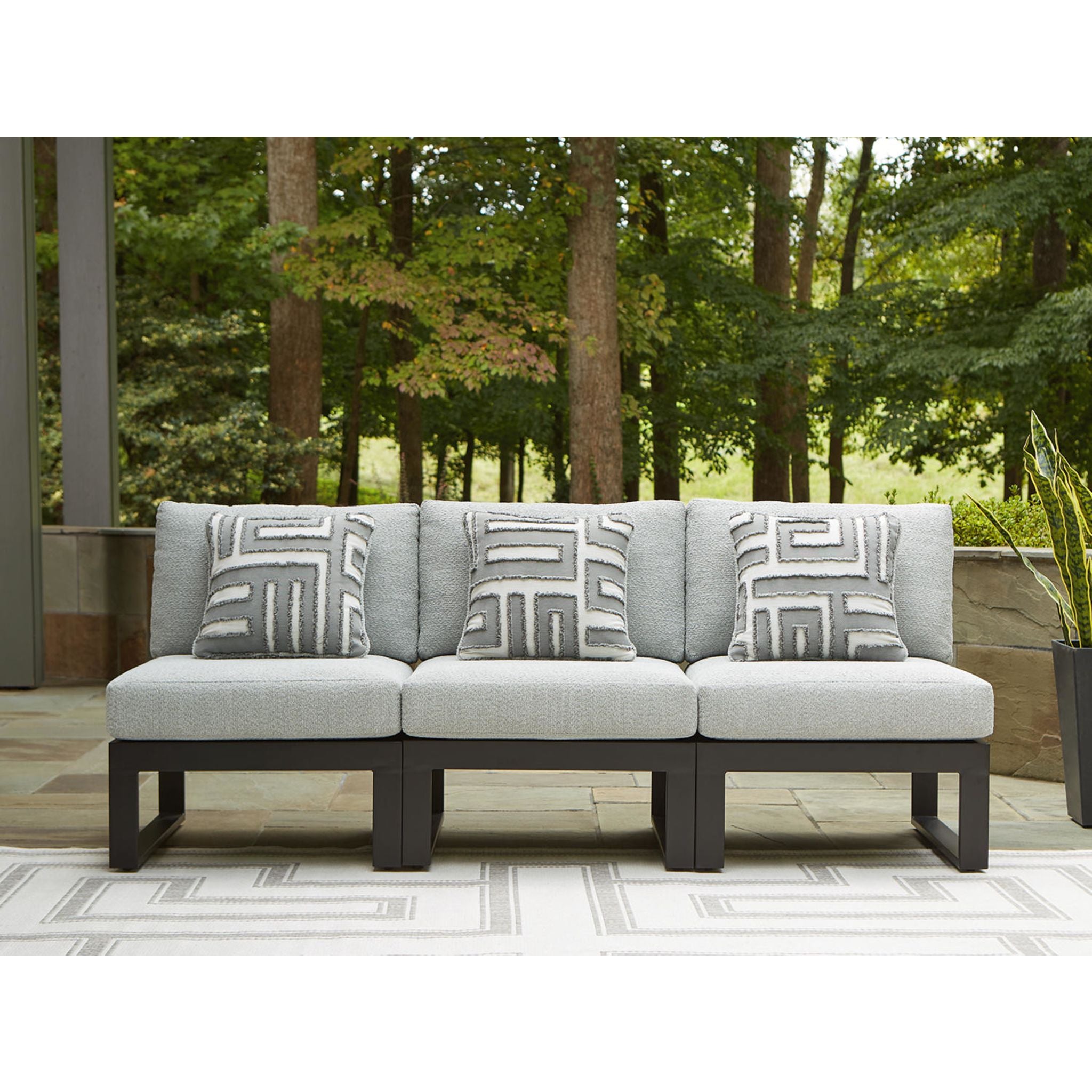 Beachloft 3-Piece Modular Outdoor Patio Furniture Set - Waterproof Wicker Sofa Sectional with Black/Gray Cushions for Backyard, Poolside & Garden Relaxation