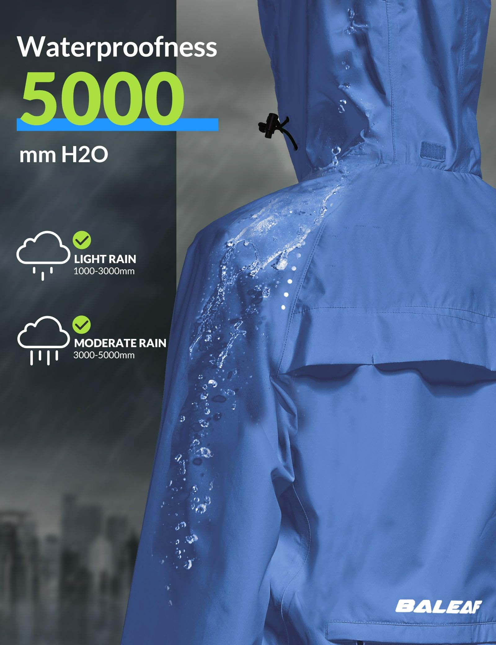 BALEAF Women's Waterproof Windbreaker Jacket - Lightweight Raincoat with Hood for Running, Cycling & Outdoor Activities | Reflective & Packable Design for Hiking, Travel & Commuting