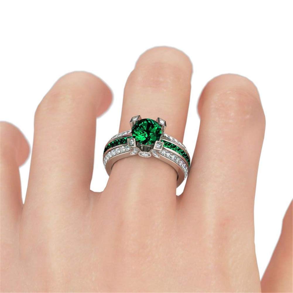 Jeulia 3.5 Carat Cubic Zirconia Wedding Ring Set for Women - Sterling Silver Simulated Diamond Engagement Ring with Round Cut Colorful Stones - Perfect for Anniversary, Promise Rings & Jewelry Gifts (Ideal for Bridal, Proposal & Special Occasions)