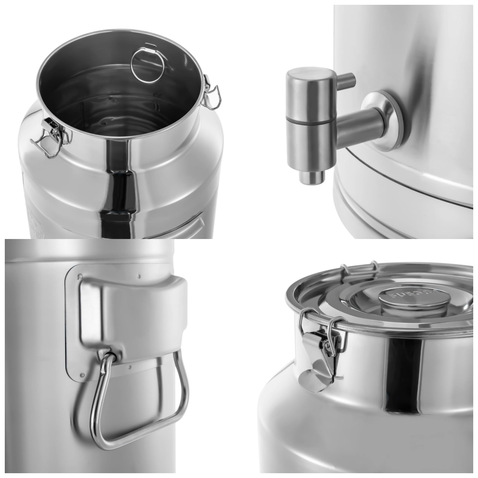 Premium 35L 304 Stainless Steel Heavy Duty Milk Can - Food Grade Sealed Storage Bucket for Liquids & Solids with Lid, Handles & Faucet - Ideal for Milk, Wine, Beverage Storage in Homes, Cafes, Milk Tea Shops & Commercial Kitchens