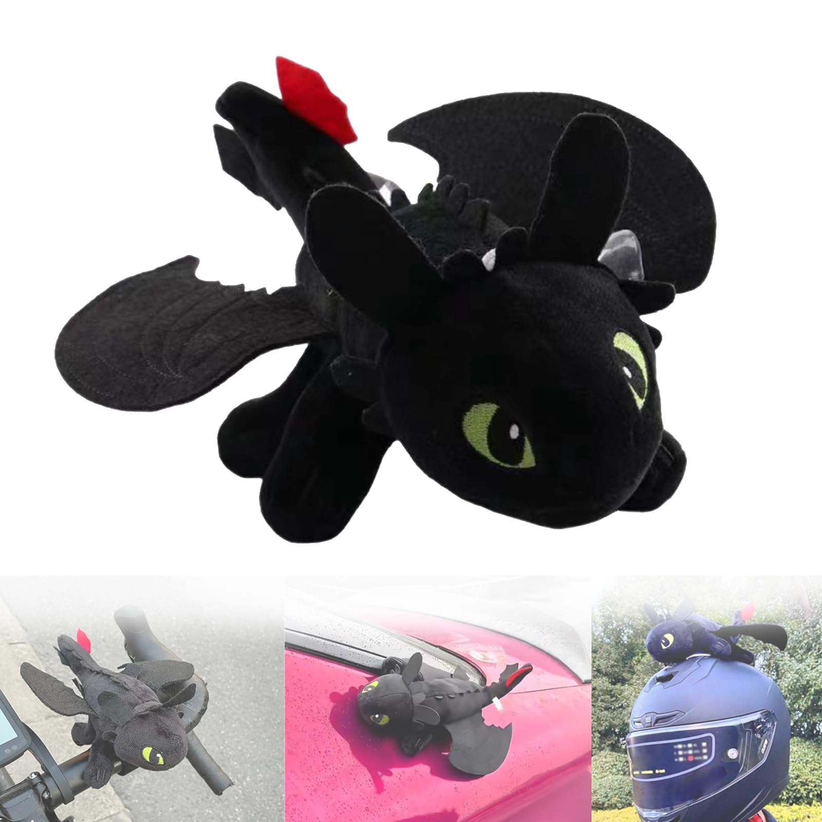 Soft Dragon Plush Car Accessories with Traceless Glue - 20/26/35cm PP Cotton Plush Toy Roof Hanger for Cars & Motorcycles - Cute Dashboard Decor for Road Trips & Gifts