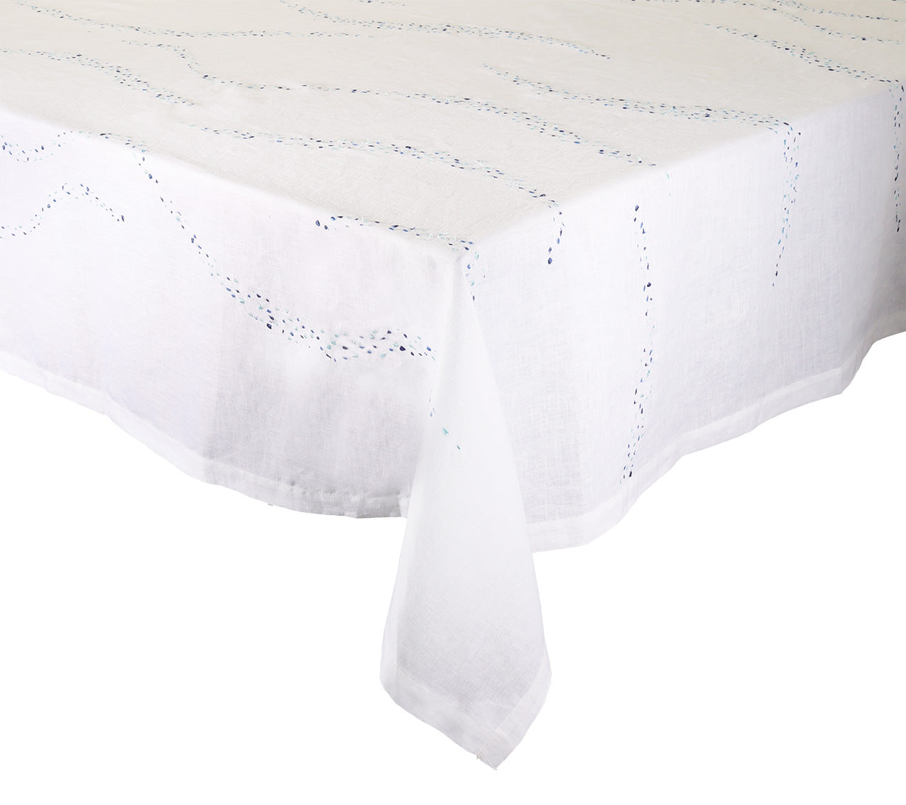 White & Blue Pin Dot Tablecloth - Elegant Round or Rectangular Dining Table Cover for Parties, Weddings & Home Decor