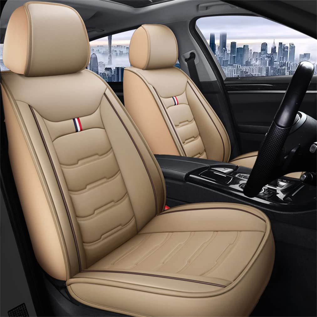Jialuode 5-Piece Breathable Car Seat Covers Full Set - Universal Fit for Sedans, Trucks & SUVs Including Jeep Grand Cherokee (Beige) | Perfect for Road Trips, Daily Commutes & Pet Protection