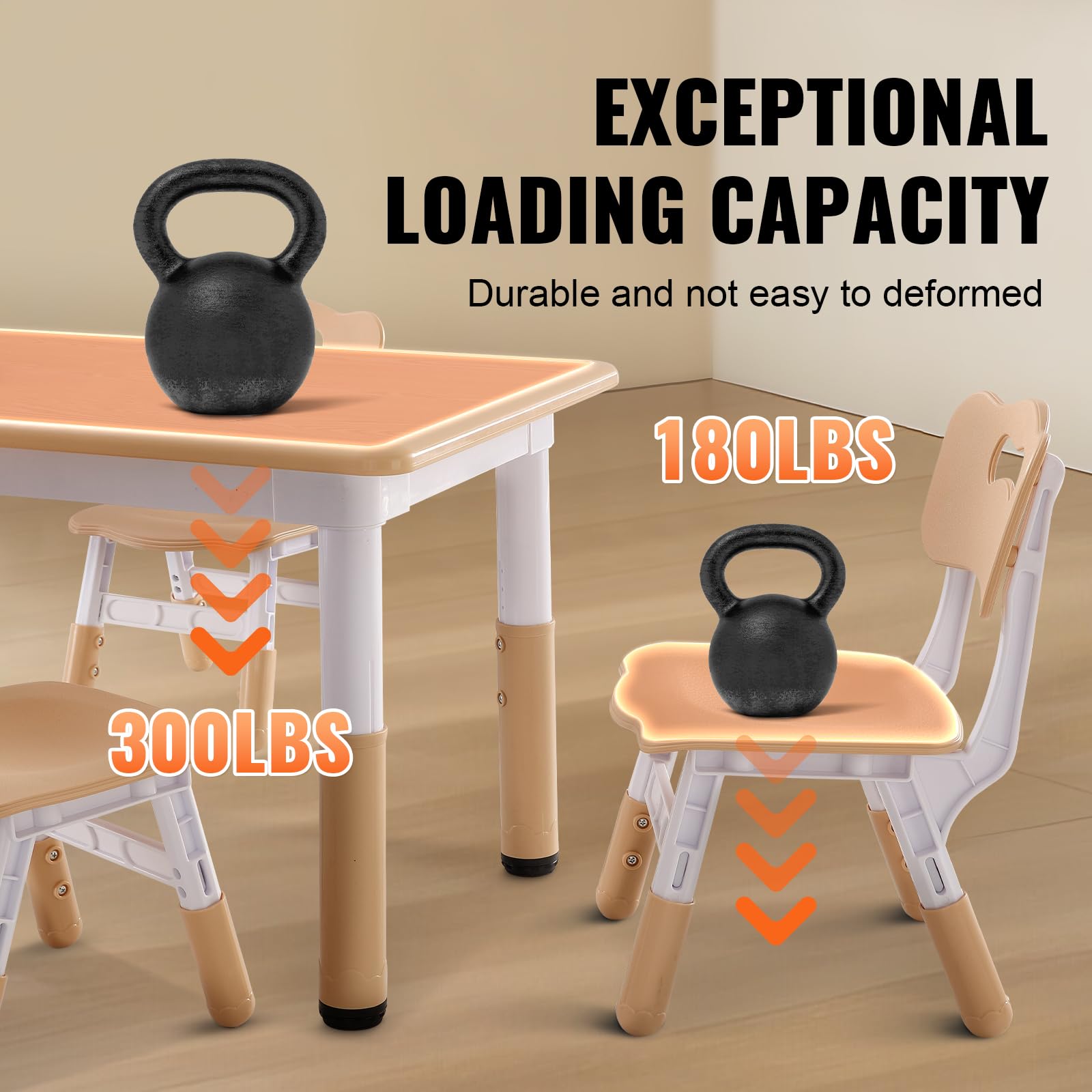 VEVOR Adjustable Kids Table and 4 Chairs Set - Toddler Activity Table with Graffiti Desktop for Art, Crafts, Reading & Learning - Perfect for Playroom, Preschool & Homeschooling
