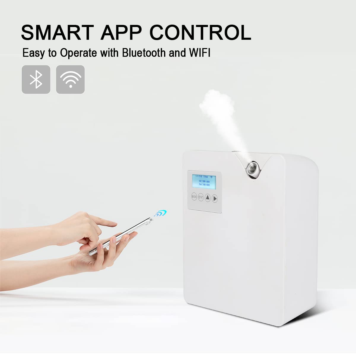 Smart Scent Air Diffuser for Home & Office - 300ml Bluetooth WiFi Essential Oil Diffuser with Cold Air Technology, Large Room Aromatherapy Device, Hotel HVAC Scent Machine (White) - Perfect for Relaxation, Spa, Yoga and Creating Fresh Atmosphere