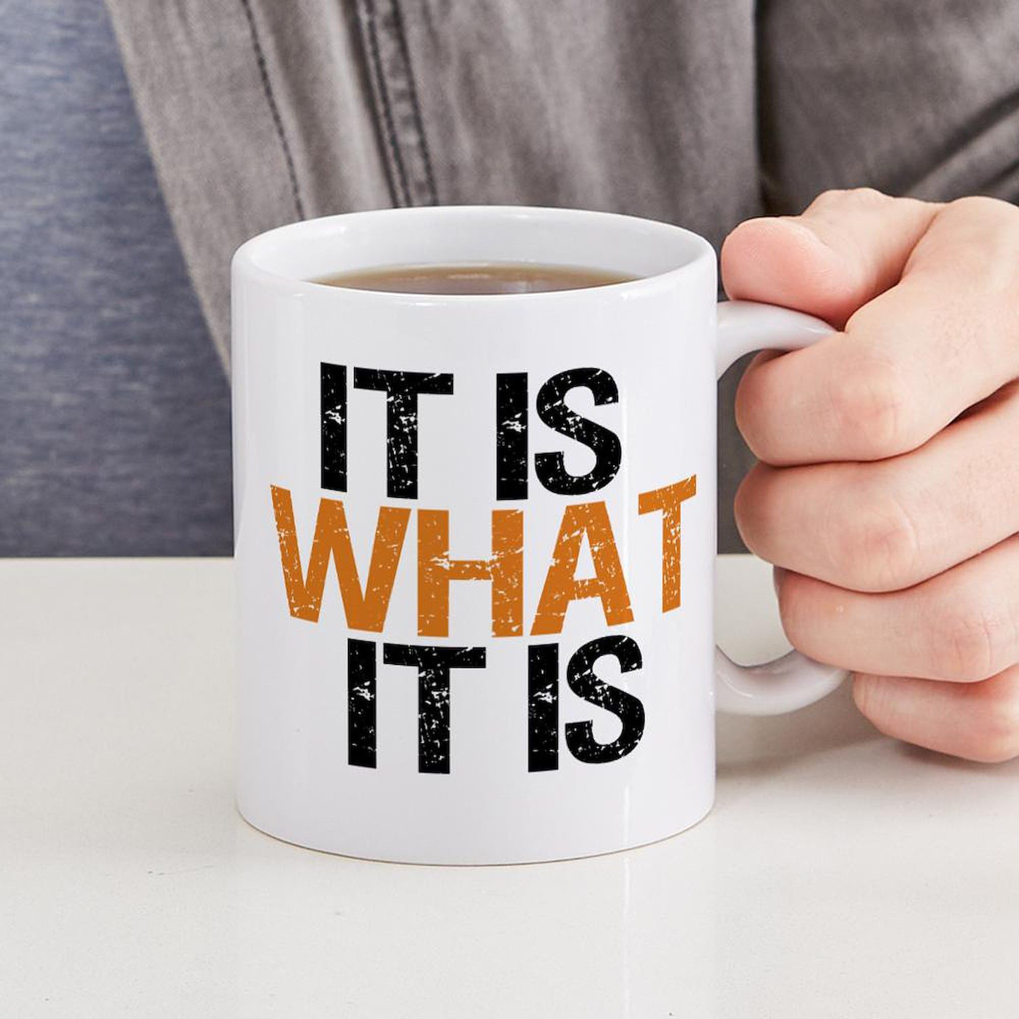 It Is What It Is 11 oz Ceramic Coffee Mug (325ml) - Funny Inspirational Quote Cup for Office, Home & Gifts - Perfect for Tea, Hot Chocolate & Coffee Lovers