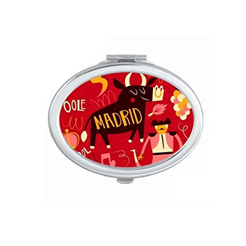 DIYthinker Madrid Spanish Bullfight Music Fiesta Mirror - Portable Foldable Double-Sided Makeup Mirror with Stand (Ideal for Travel, Home Vanity & Professional Makeup Artists)
