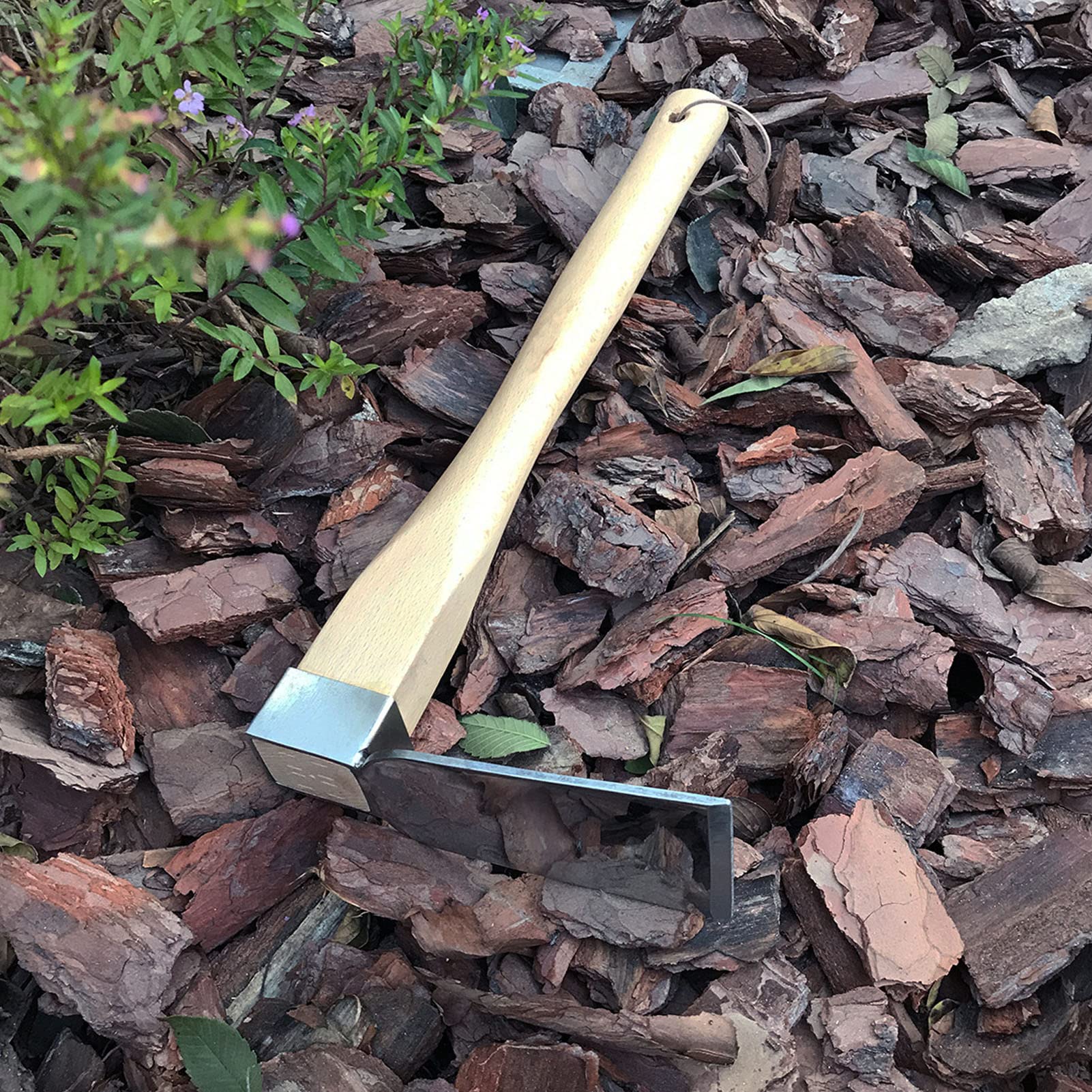 Lightweight Stainless Steel Grubbing Hoe with Beech Wood Handle - Durable Gardening Tool for Weeding, Cultivating & Potted Landscaping | Perfect for Home Gardens, Farms & Outdoor Planting