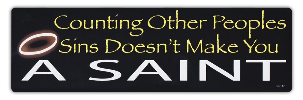 Hypocrisy Bumper Sticker - Counting Sins Doesn't Make You Saint | Car Decal for Religious Satire