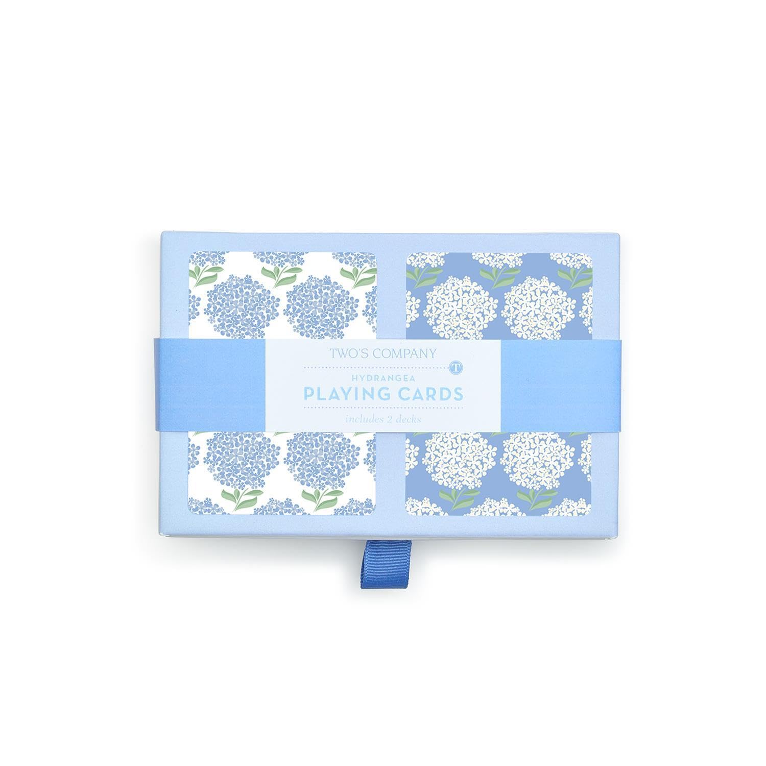 Premium Hydrangea Double Deck Textured Playing Cards Set - 2 Colorways, 52 Cards + 2 Jokers Each in Gift Box - Perfect for Poker, Blackjack, Game Nights & Gifts