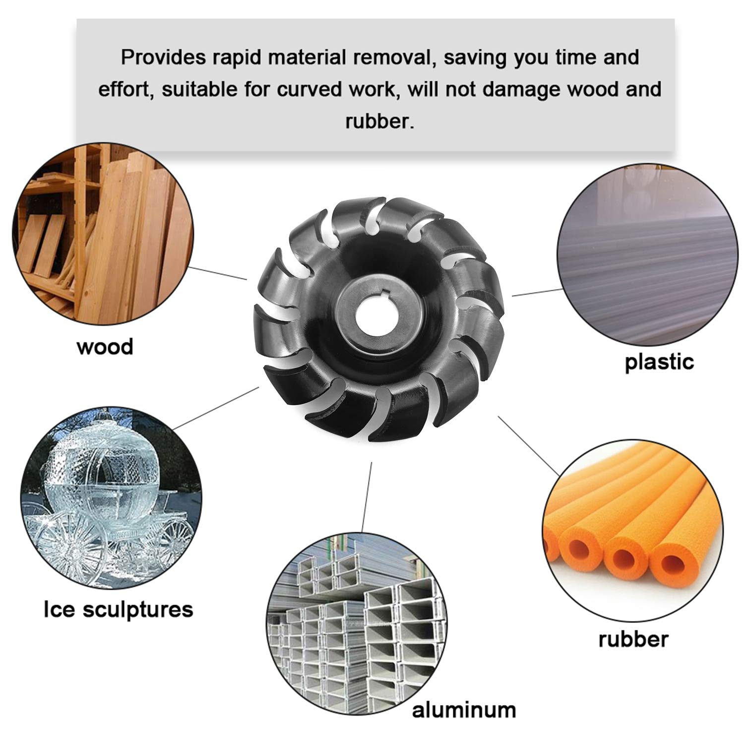 Hot Manganese Steel 16mm Bore 90mm 12 Teeth Wood Carving Disc for 100/115 Angle Grinder - Perfect for Woodworking, DIY Projects & Furniture Shaping