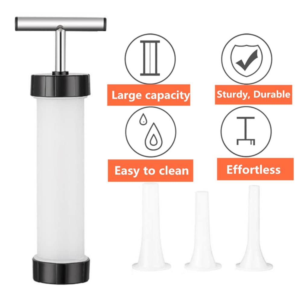 Hand Operated Manual Sausage Maker with Pork & Mutton Intestine Funnels - Meat Sausage Stuffer Filler for Homemade Salami, Bratwurst & Sausages - Perfect for Home Kitchen, BBQ Parties & Camping Trips