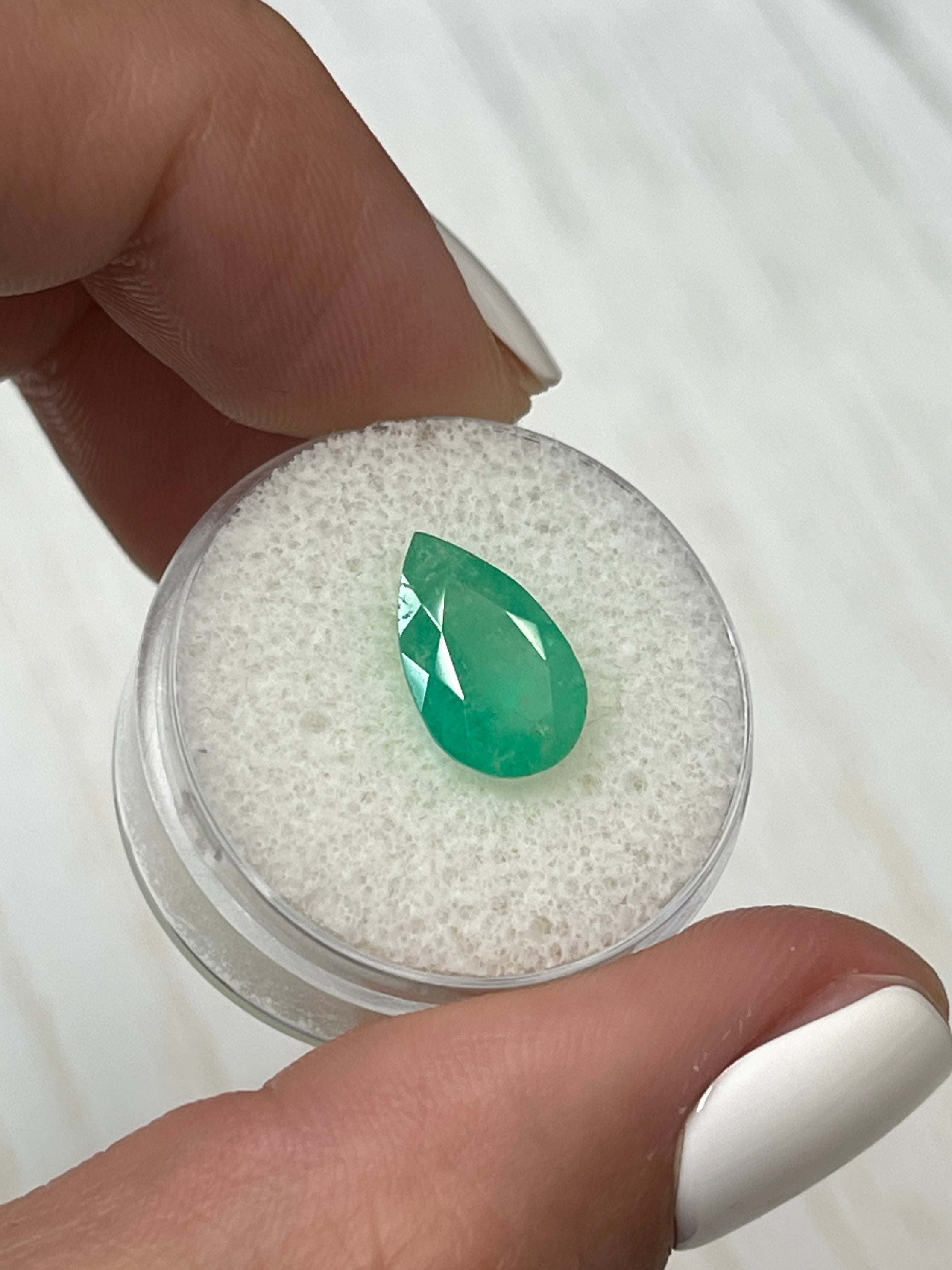 2.92 Carat Yellowish Green Natural Loose Colombian Emerald Pear Cut Gemstone for Jewelry Making, Engagement Rings & Luxury Gifts
