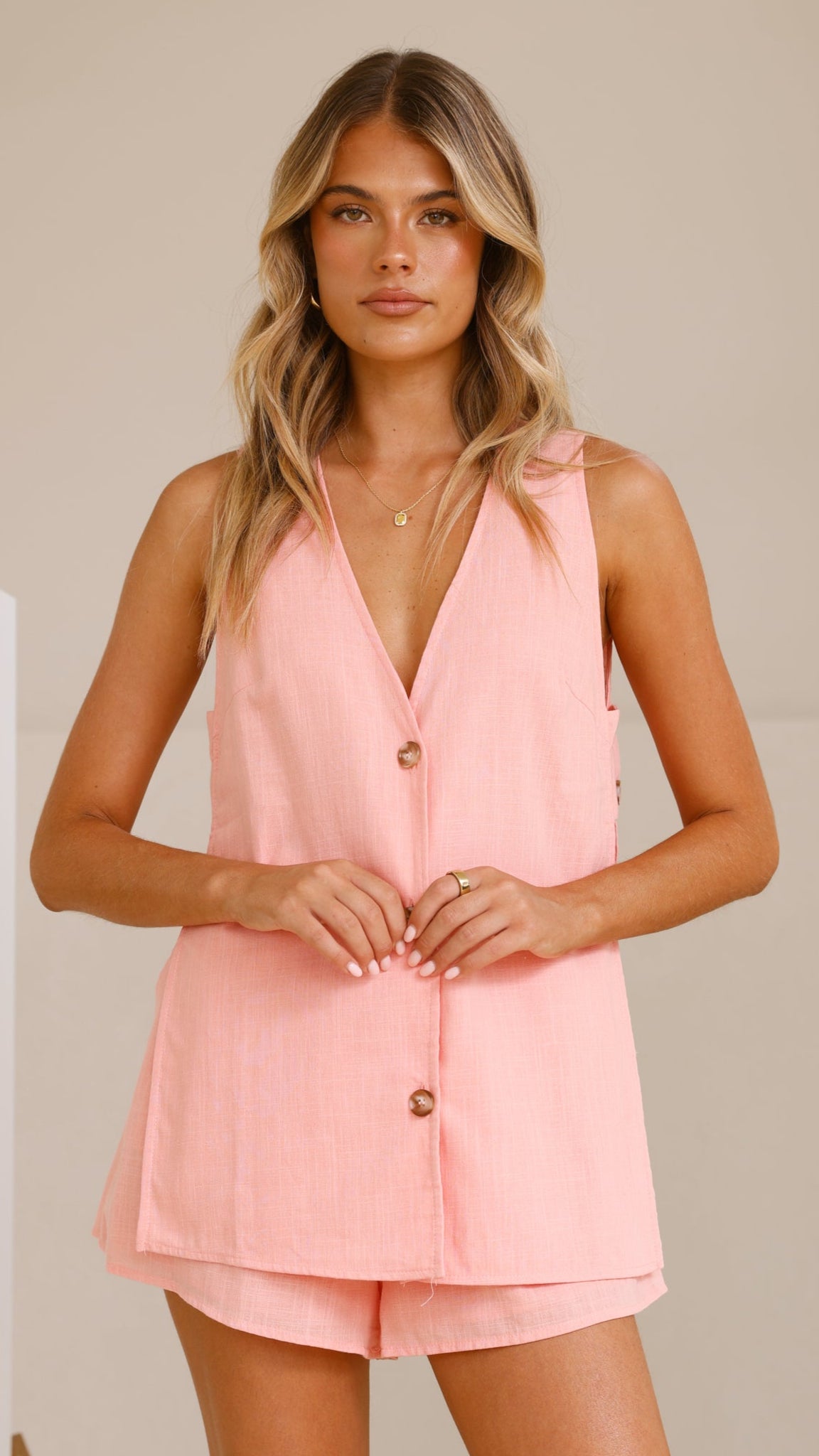 Hayley Women's Vest and Shorts Set - Peach Color Summer Outfit for Gym, Running, and Casual Wear