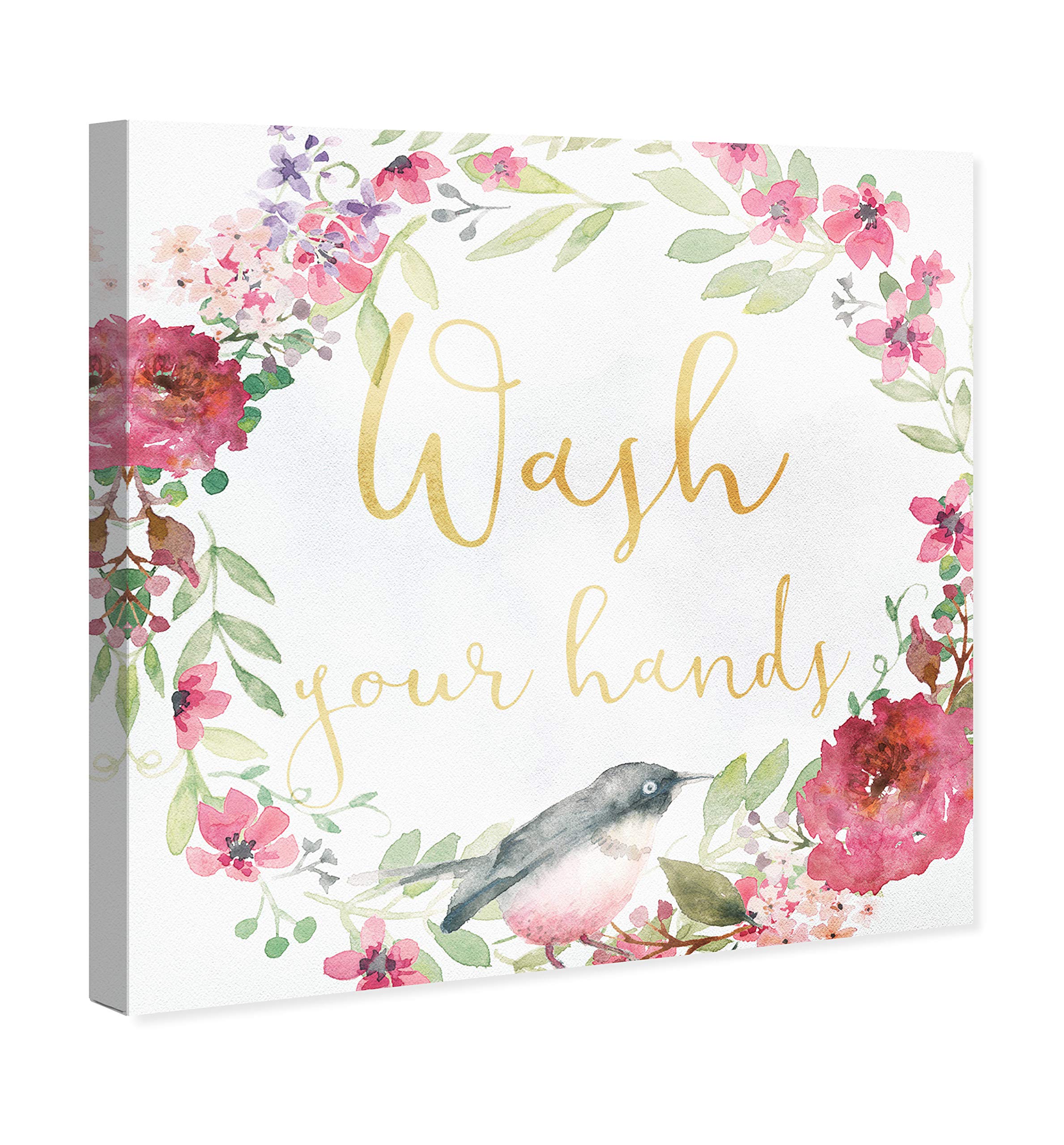 Oliver Gal Artist Co. 'Wash Your Hands' Bathroom Wall Art - 24x24 Inch Pink & White Canvas Prints for Home Decor - Perfect for Bathroom, Spa, or Laundry Room Décor