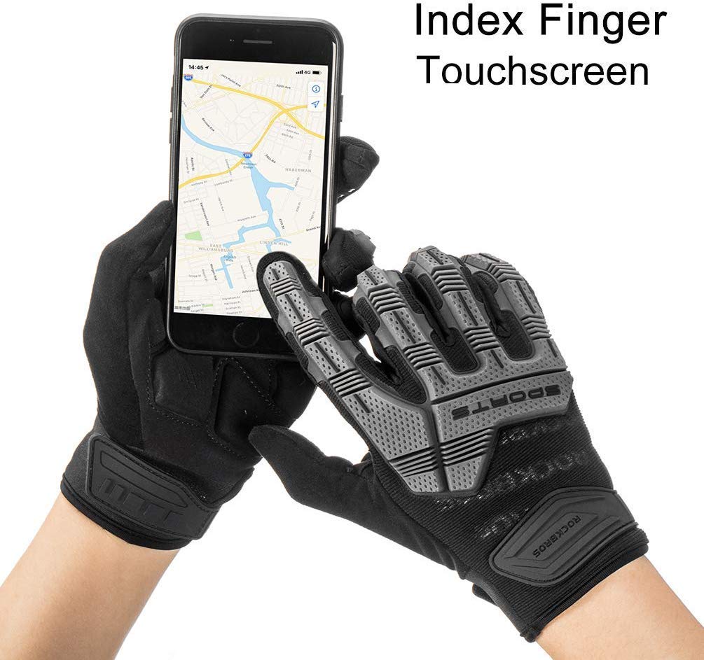 ROCKBROS Motorcycle & Mountain Bike Gloves - Full Finger Touchscreen Outdoor Gloves for Men - Riding, Cycling & Adventure Sports Protection