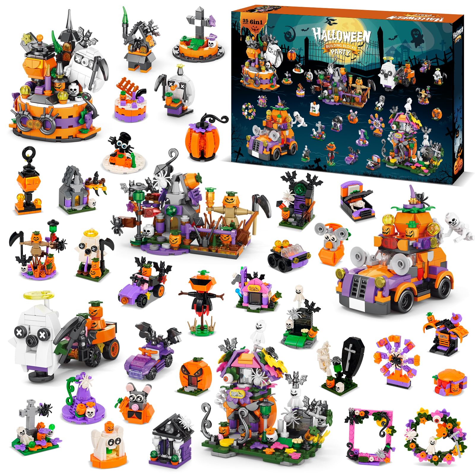 2024 Halloween Advent Calendar with Building Blocks for Kids - 31 Days Countdown Toy, Fun Halloween Gift for Children (CT-930) | Perfect for Classroom Rewards, Party Favors & Holiday Countdown Excitement