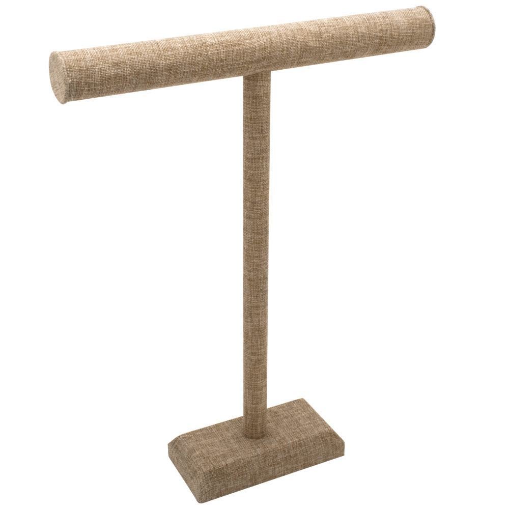 Elegant Tall Burlap T-Bar Necklace Display Stand - Jewelry Organizer for Boutique, Craft Shows & Retail Store Displays - Perfect for Necklaces, Chains & Pendants Showcase