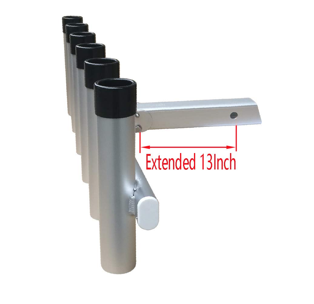Brocraft Hitch Mount 6 Pole Fishing Rod Holder - Heavy Duty Truck Rod Rack for Pickup & SUV - Perfect for Beach, Lake & River Fishing Adventures